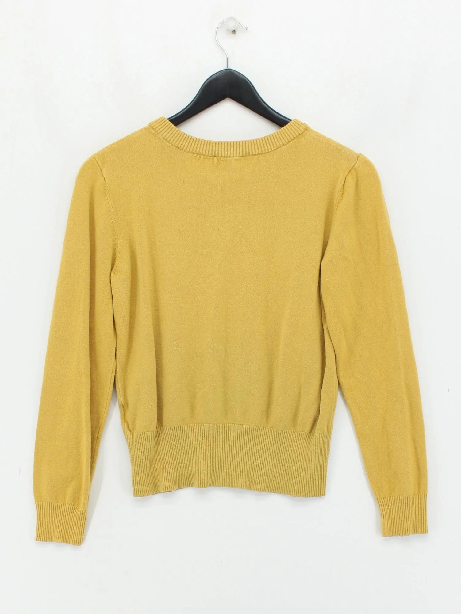 Joanie Women's Jumper S Yellow Graphic Viscose with Polyamide Crew Neck Pullover - Image 2