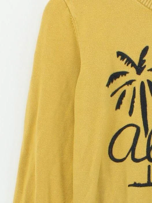 Joanie Women's Jumper S Yellow Graphic Viscose with Polyamide Crew Neck Pullover - Image 4