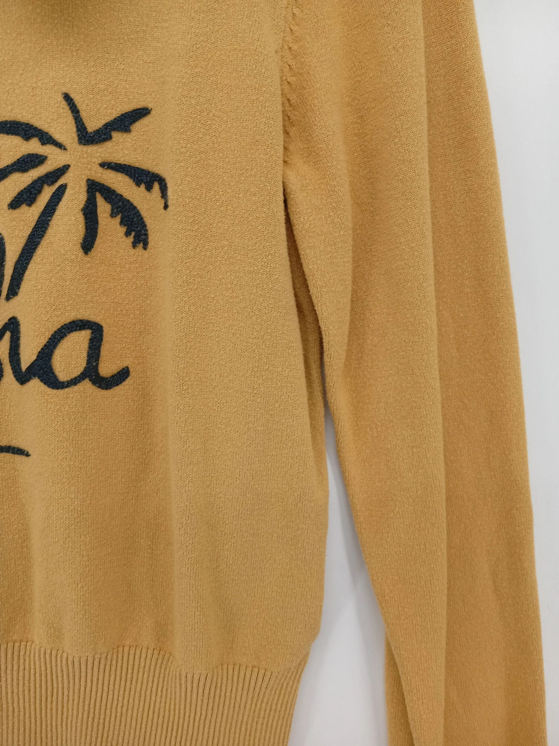 Joanie Women's Jumper S Yellow Graphic Viscose with Polyamide Crew Neck Pullover - Image 5