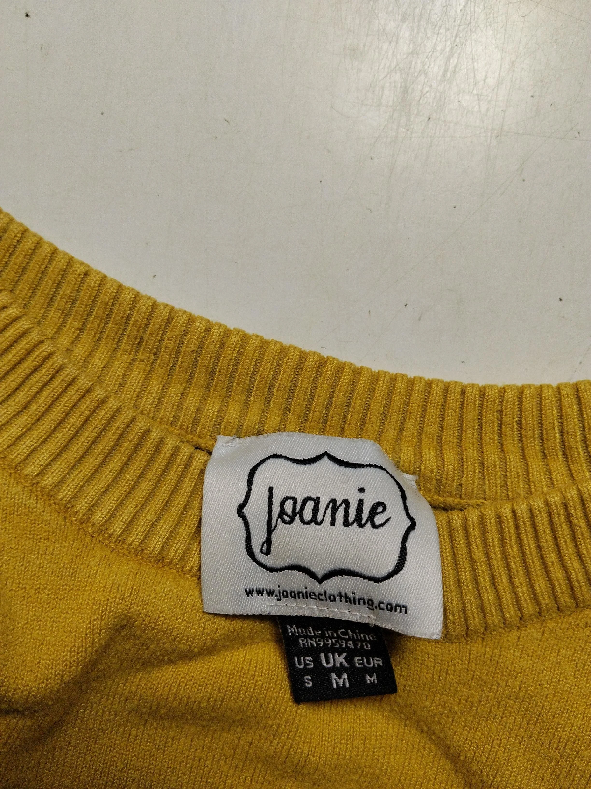 Joanie Women's Jumper S Yellow Graphic Viscose with Polyamide Crew Neck Pullover - Image 6