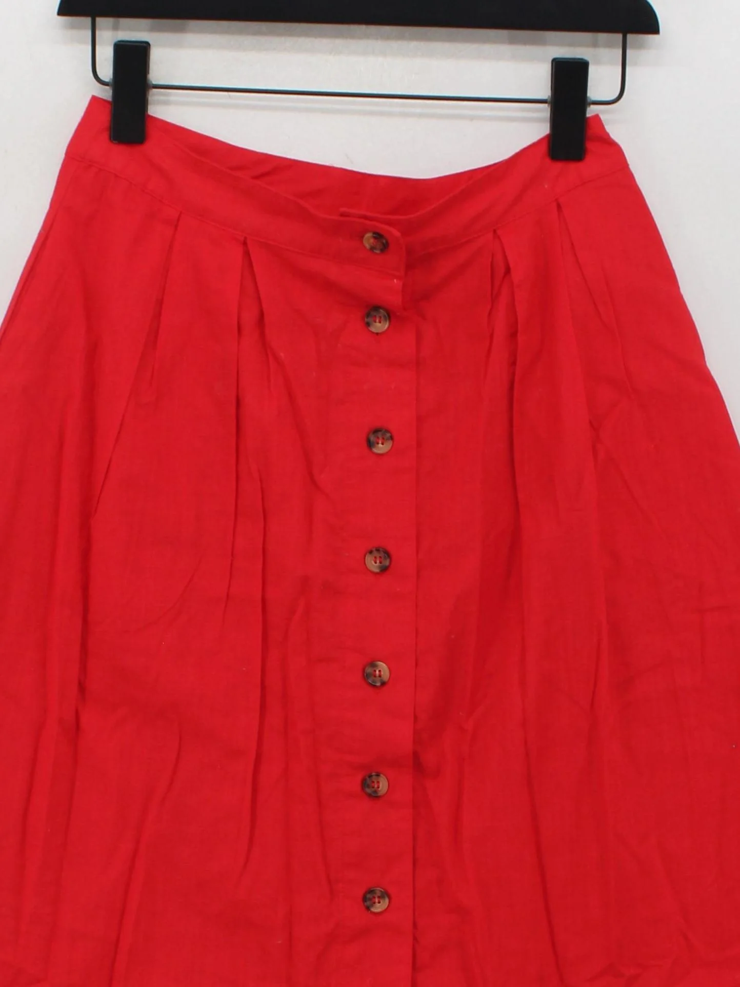 Joanie Women's Midi Skirt UK 10 Red 100% Cotton Midi A-Line - Image 3