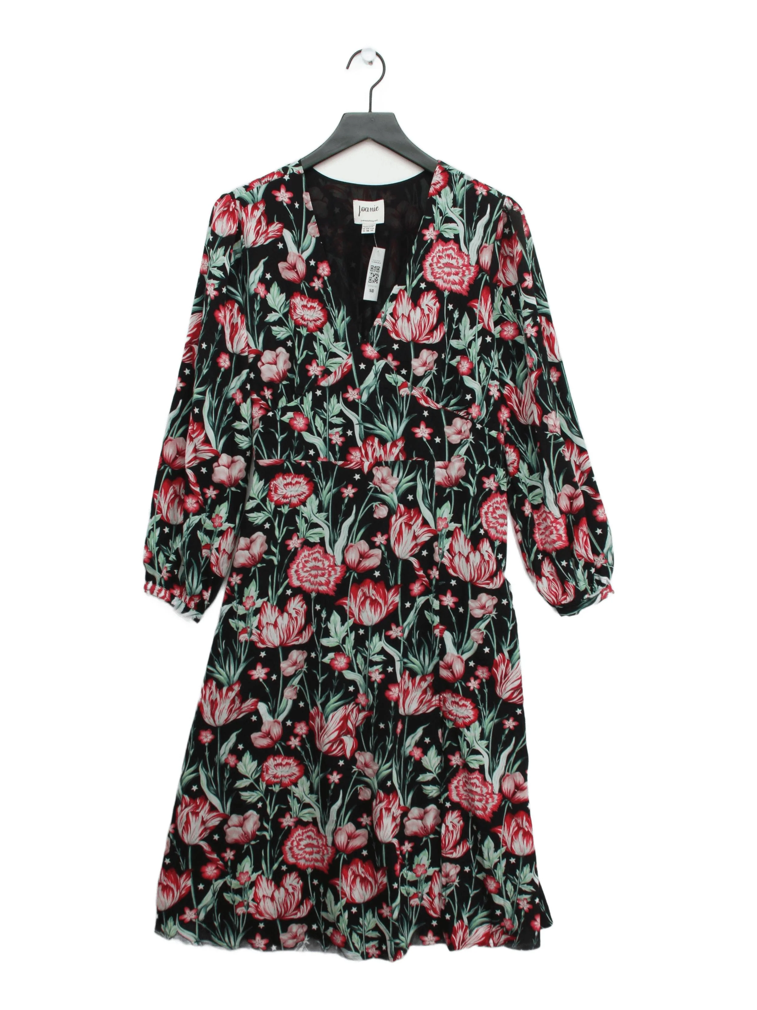 Joanie Wrap Mini Dress UK16 in Black