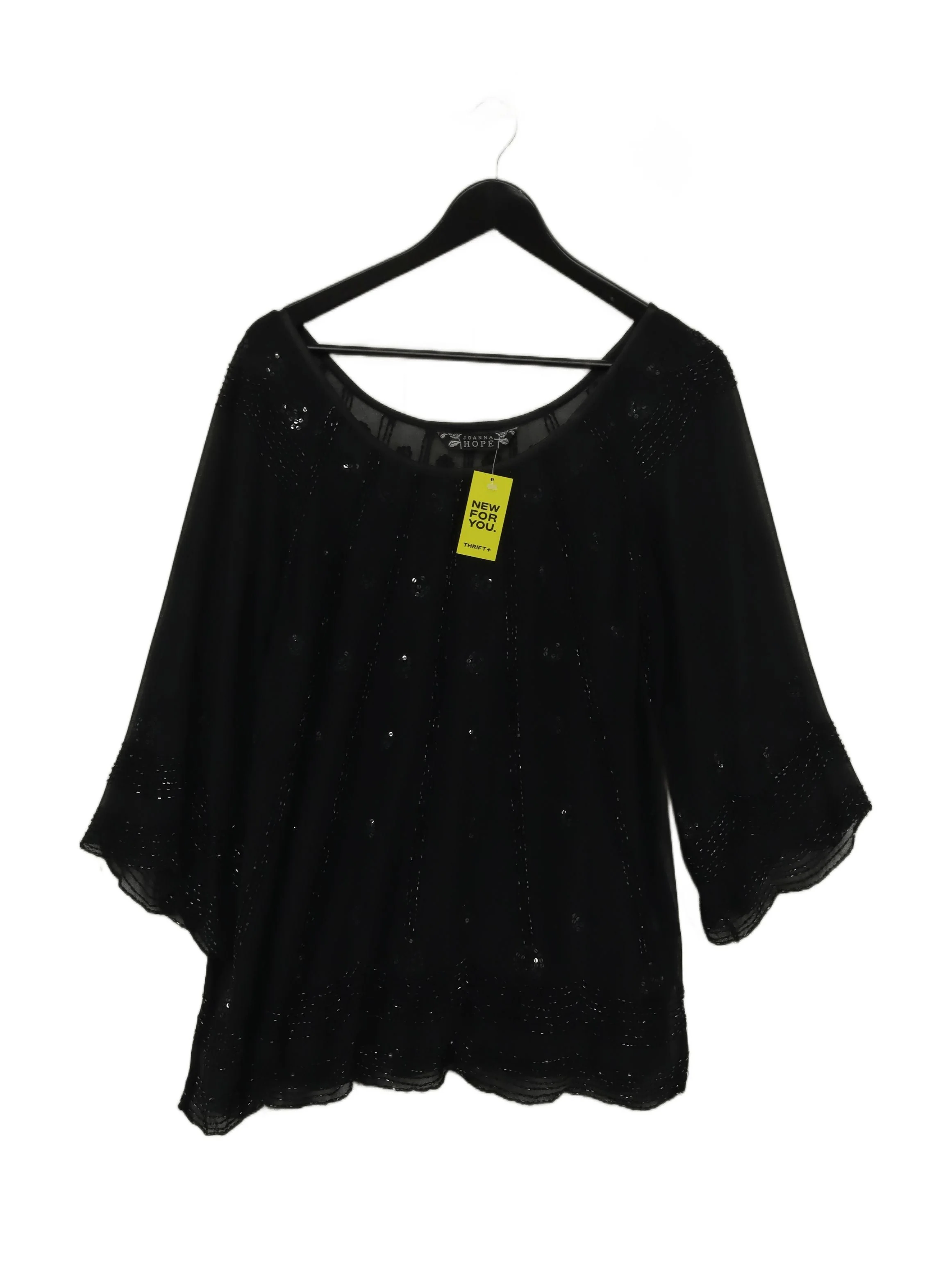 Joanna Hope Women's Top UK 16 Black 100% Polyester 3/4 Sleeve Round Neck Basic