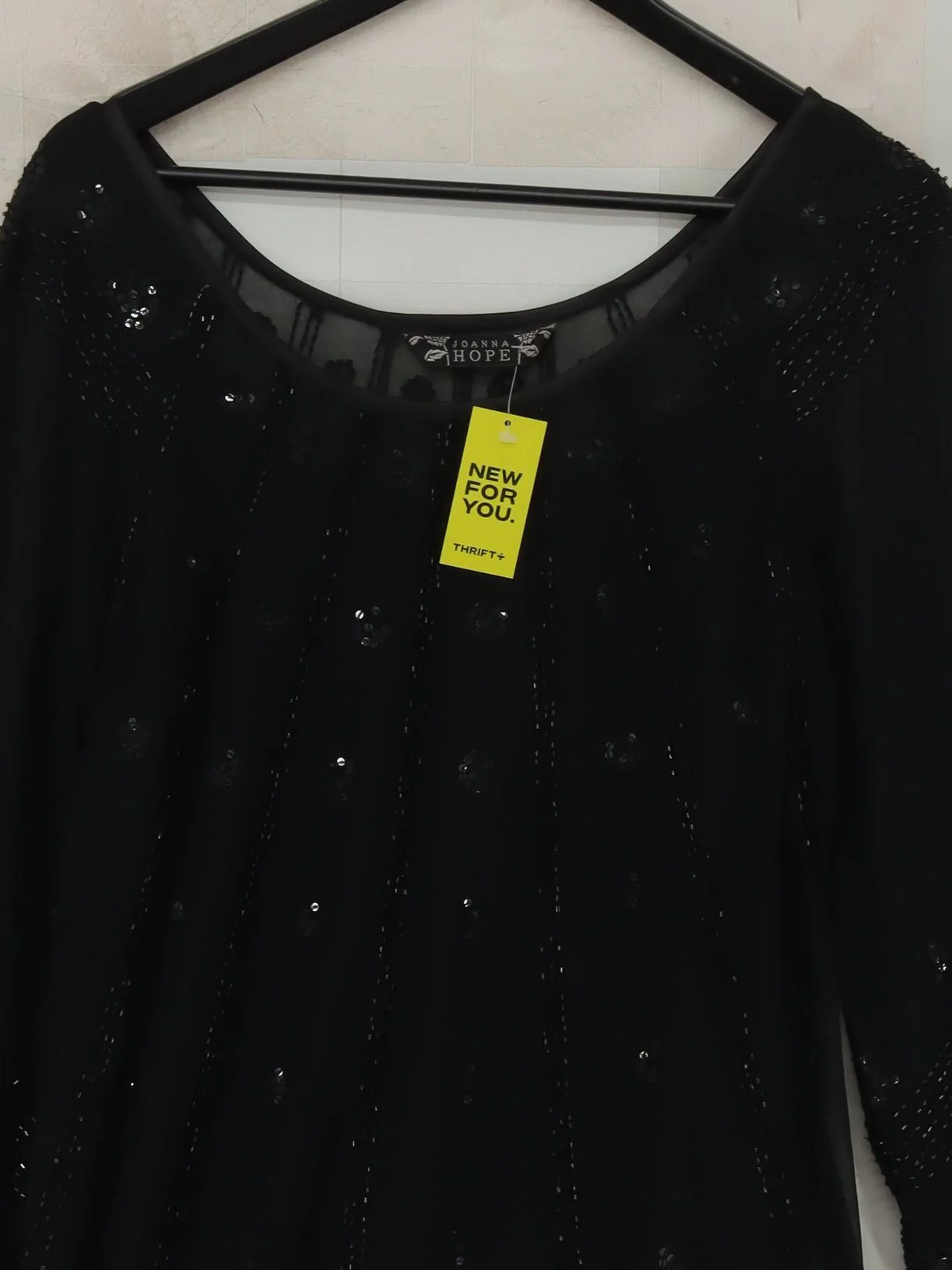 Joanna Hope Women's Top UK 16 Black 100% Polyester 3/4 Sleeve Round Neck Basic - Image 3