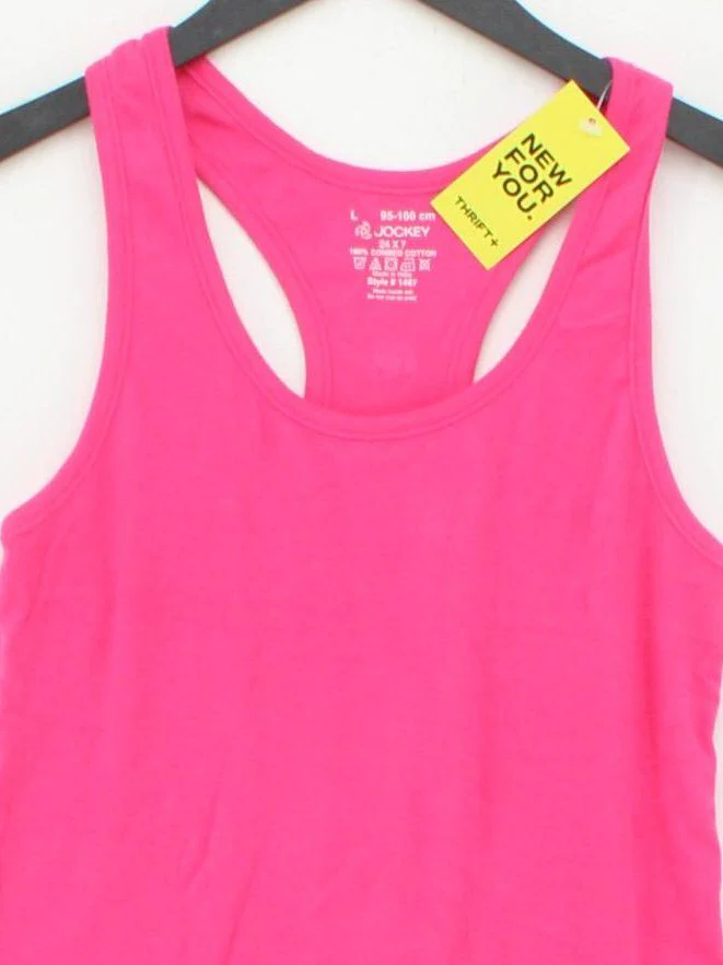 Jockey Women's T-Shirt L Pink 100% Cotton Sleeveless Round Neck Basic - Image 3