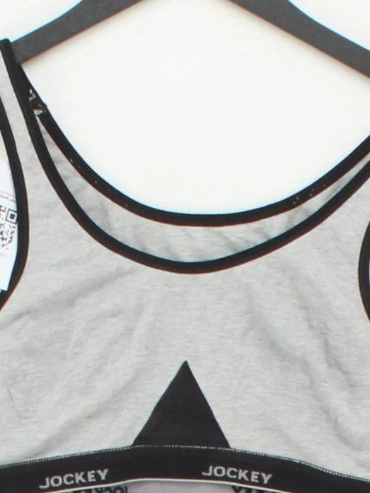 Jockey Women's Top XXS Grey 100% Cotton Sleeveless Round Neck Cropped - Image 3