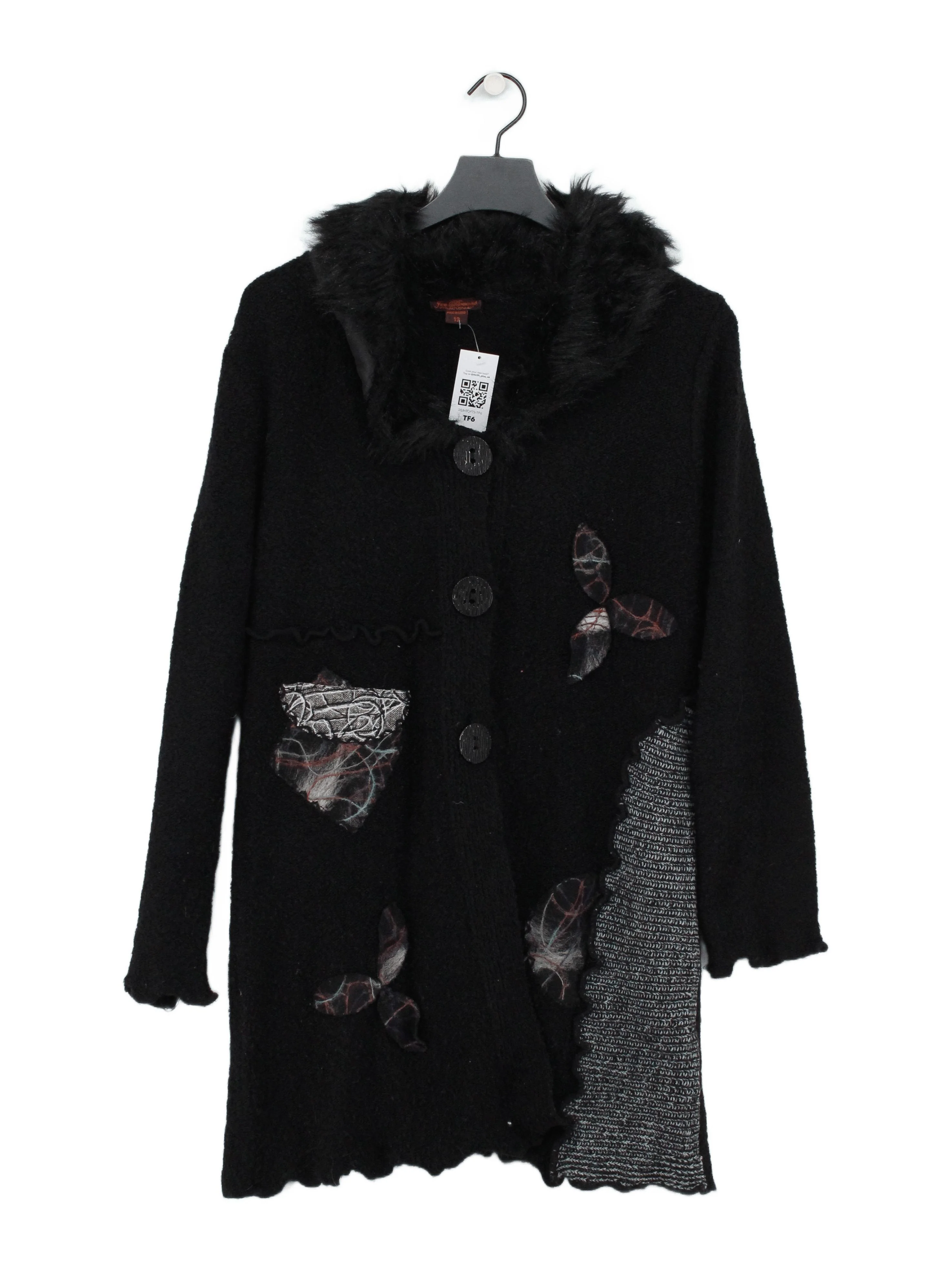 Joe Browns Women's Coat UK 12 Black Acrylic with Polyester Overcoat