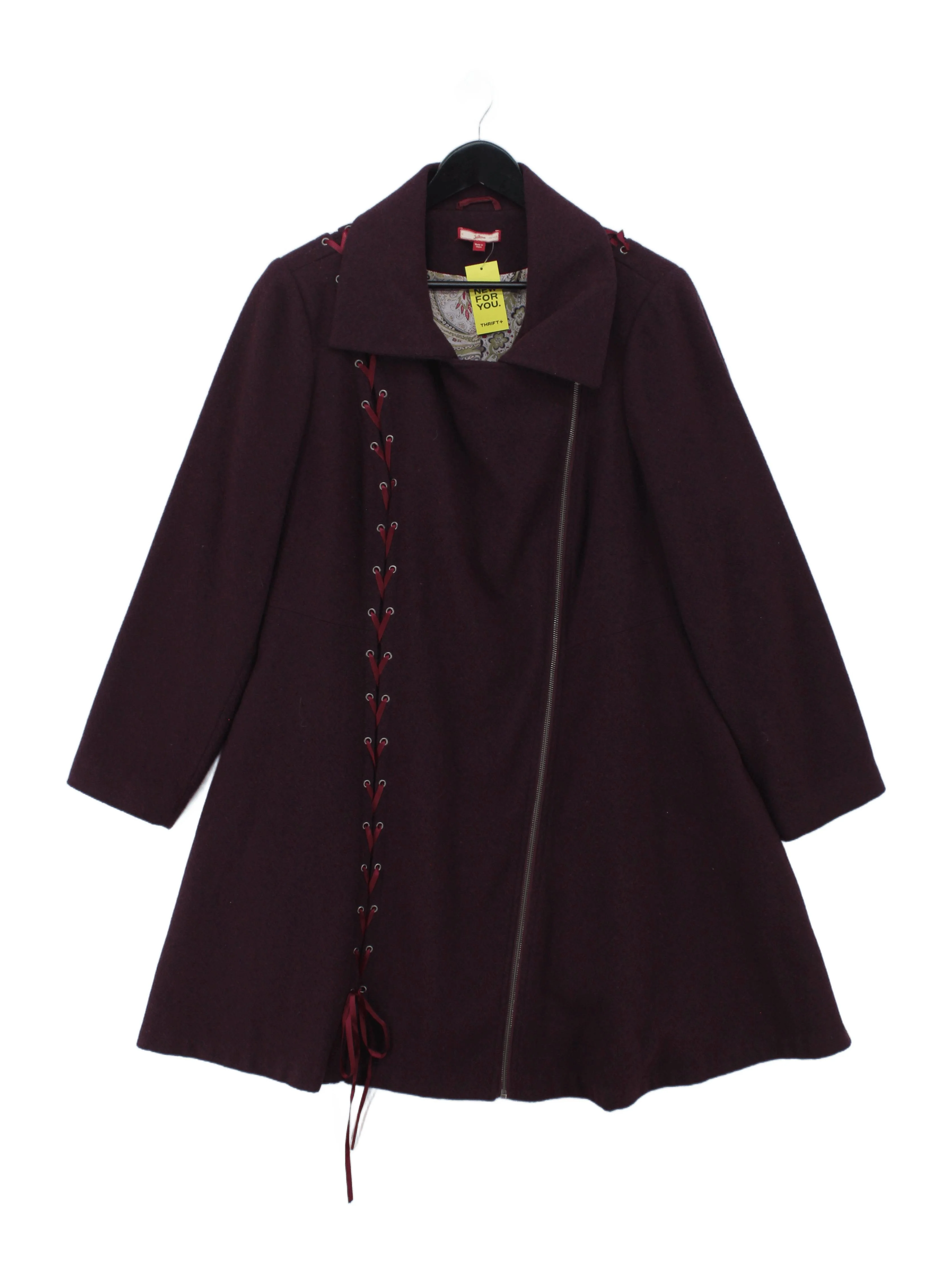 Joe Browns Women's Coat UK 22 Red Polyester with Acrylic, Wool Overcoat