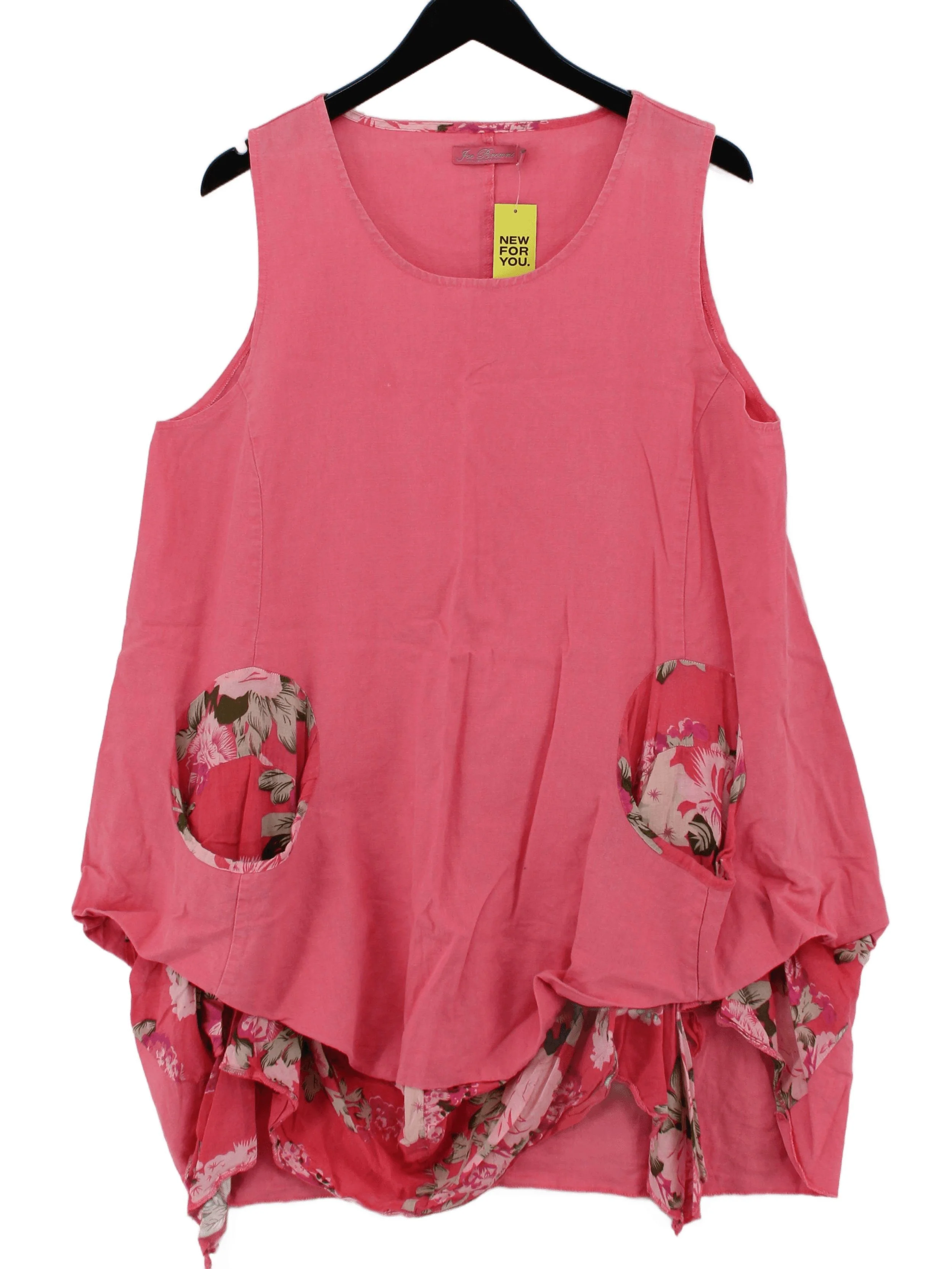 Joe Browns Women's Top L Pink Linen with Cotton Sleeveless Round Neck Tunic