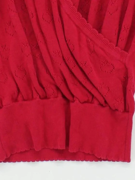 Joe Browns Women's Top L Red 100% Cotton Long Sleeve V-Neck Basic - Image 4