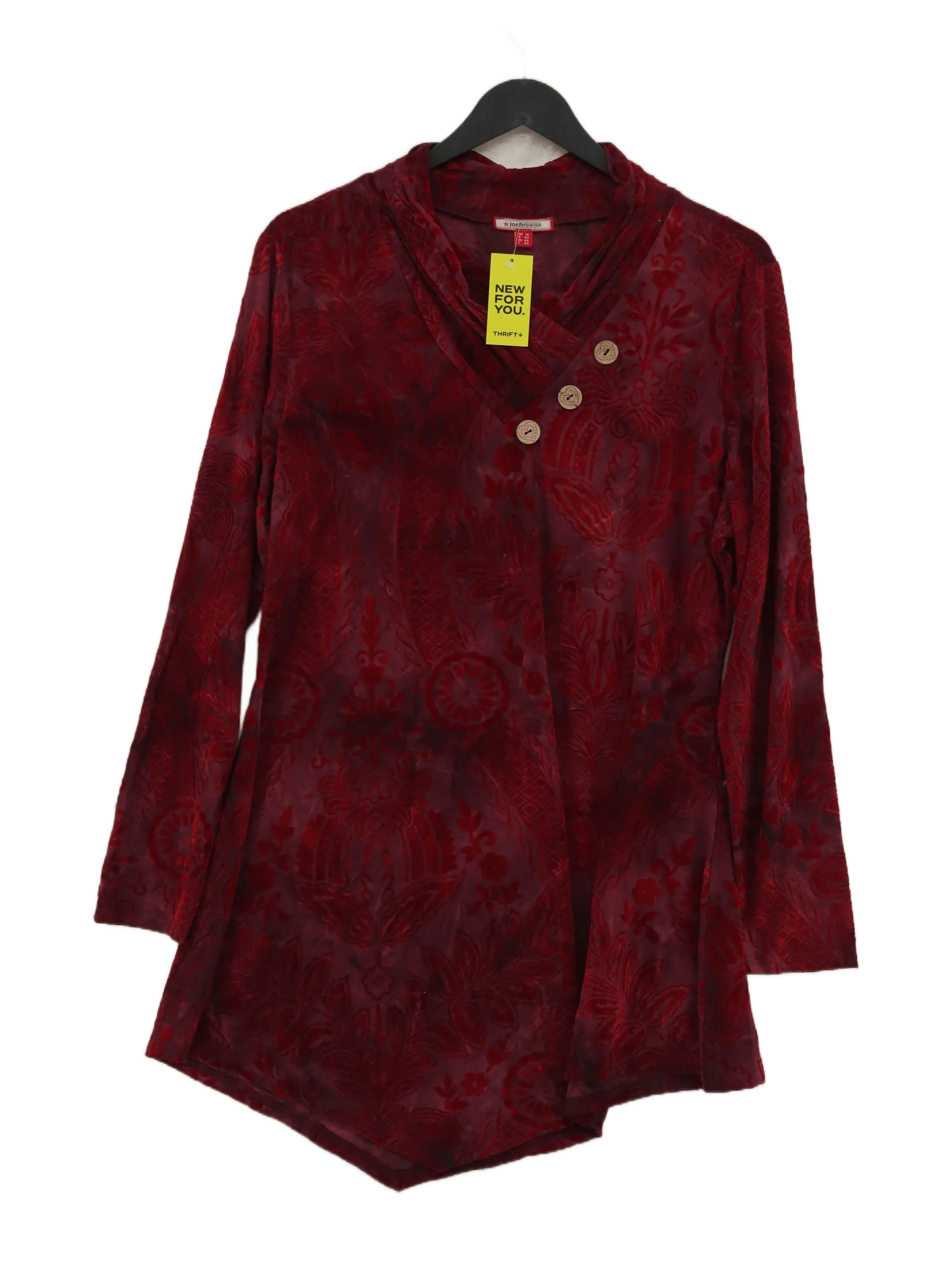 Joe Browns Women's Top L Red 100% Other Long Sleeve Collared Tunic