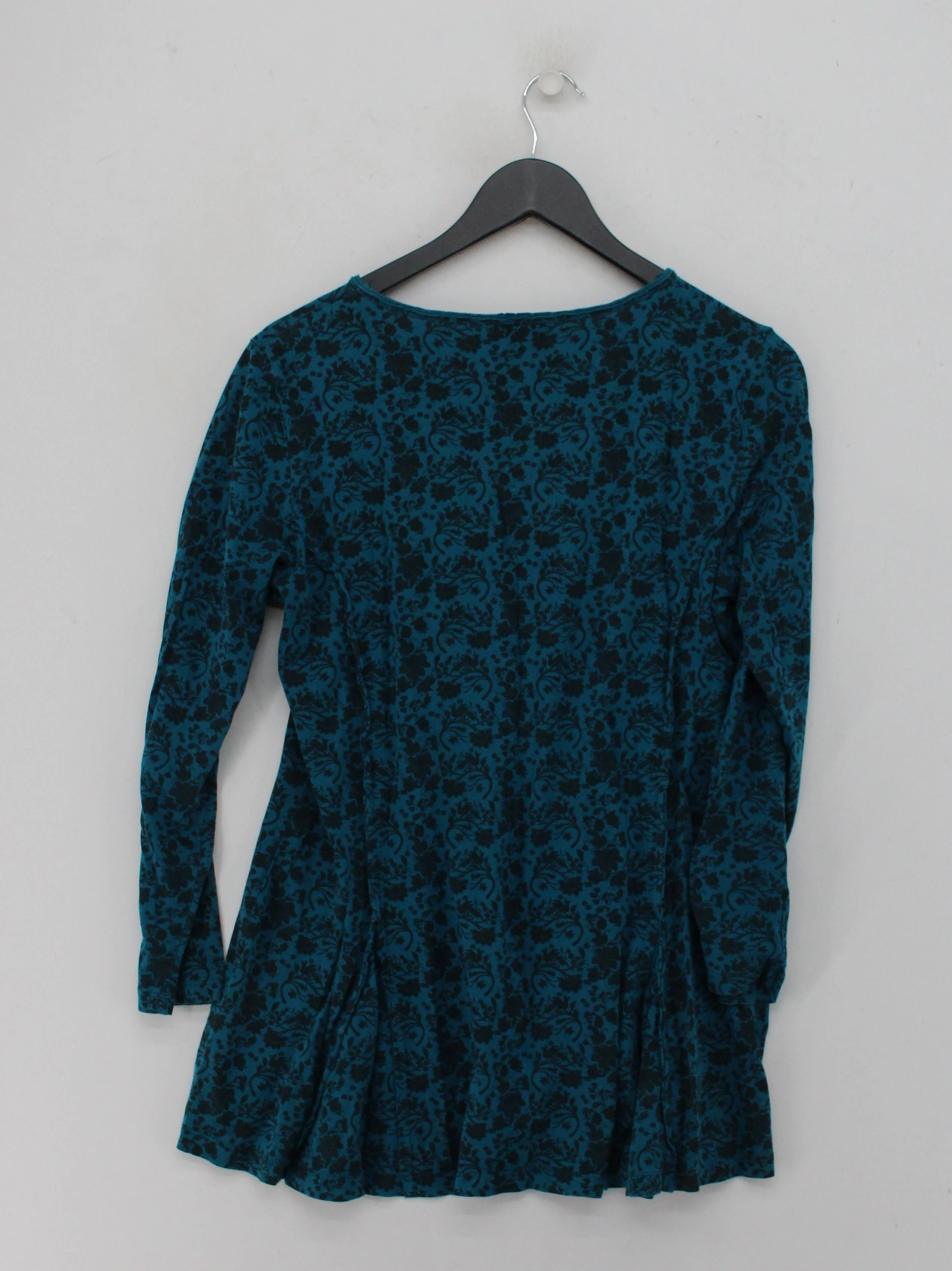 Joe Browns Women's Top M Blue Floral 100% Cotton Long Sleeve V-Neck Tunic - Image 2