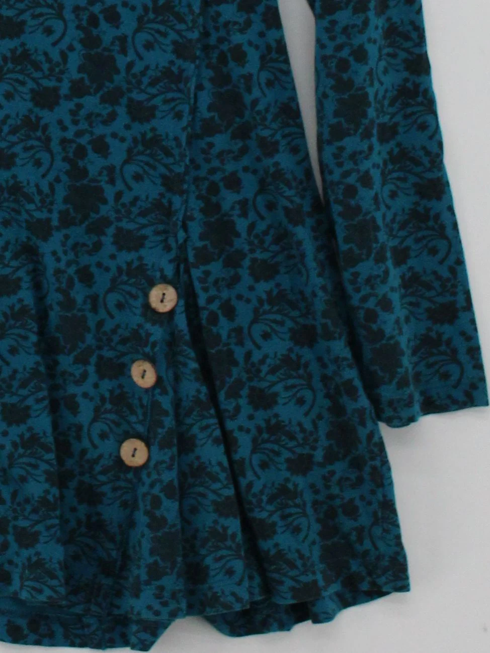 Joe Browns Women's Top M Blue Floral 100% Cotton Long Sleeve V-Neck Tunic - Image 4