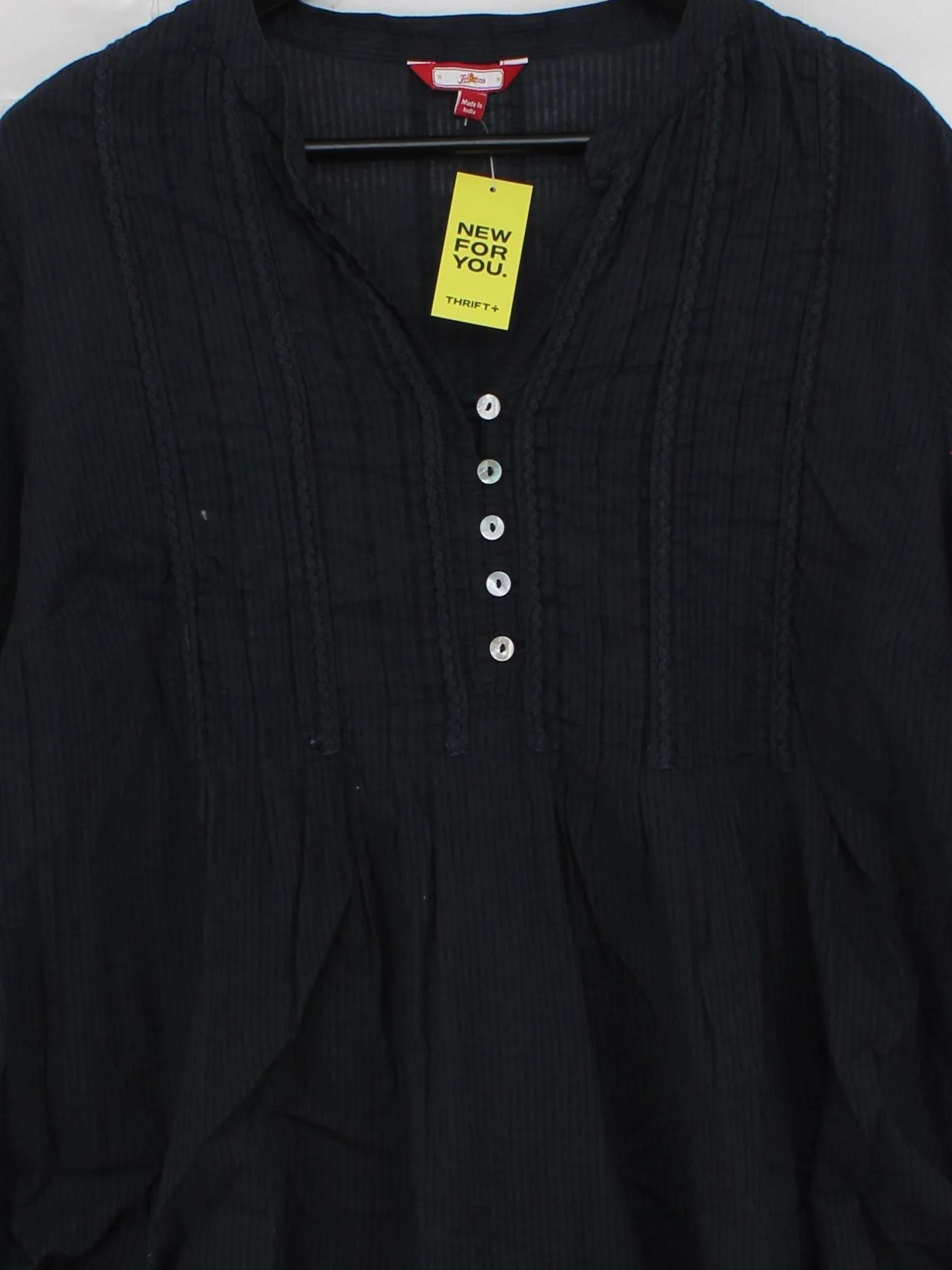Joe Browns Women's Top XL Black 100% Cotton 3/4 Sleeve V-Neck Tunic - Image 3