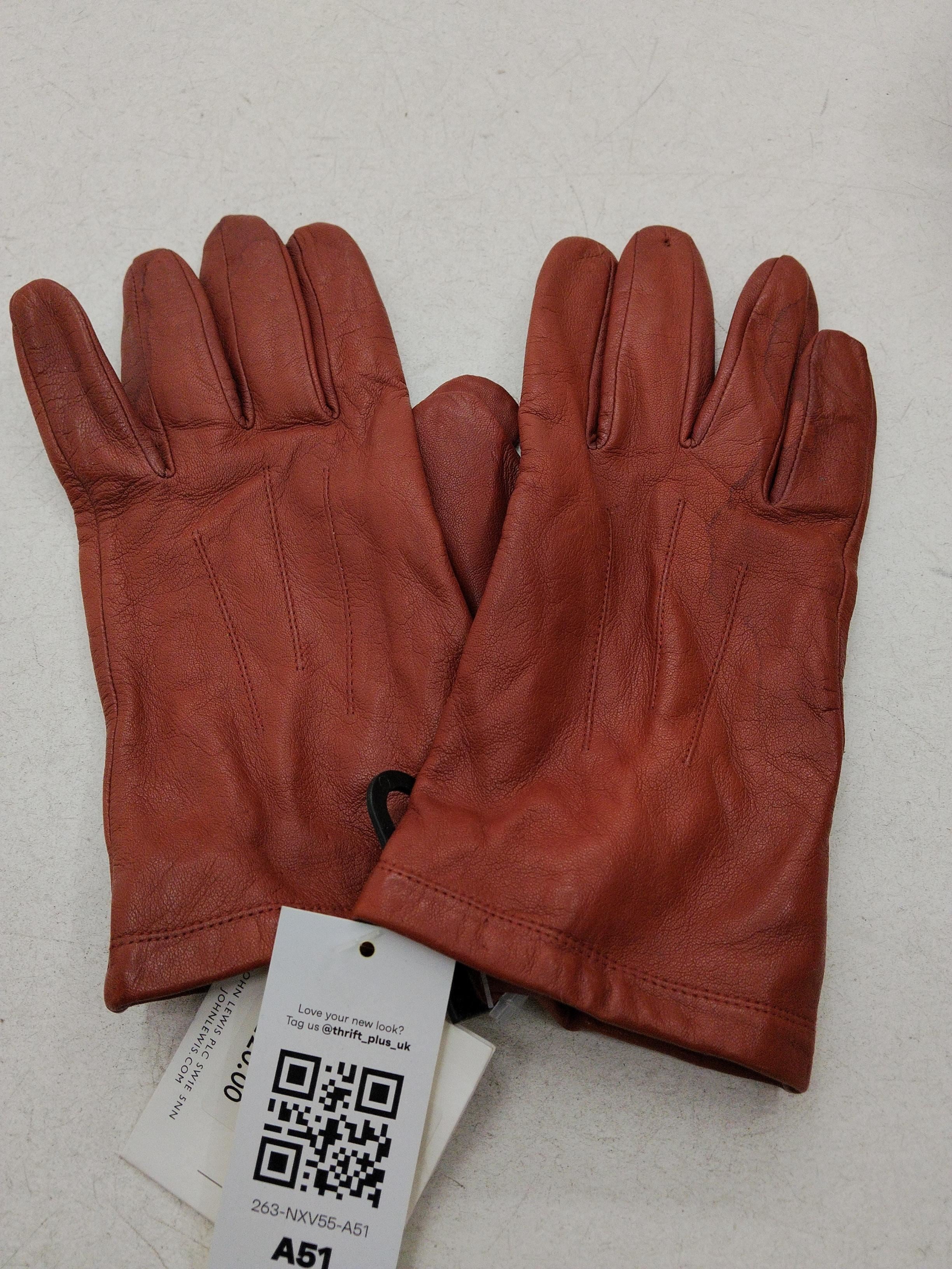 John Lewis Men's Gloves L Tan Leather with Polyester Glove - Image 2