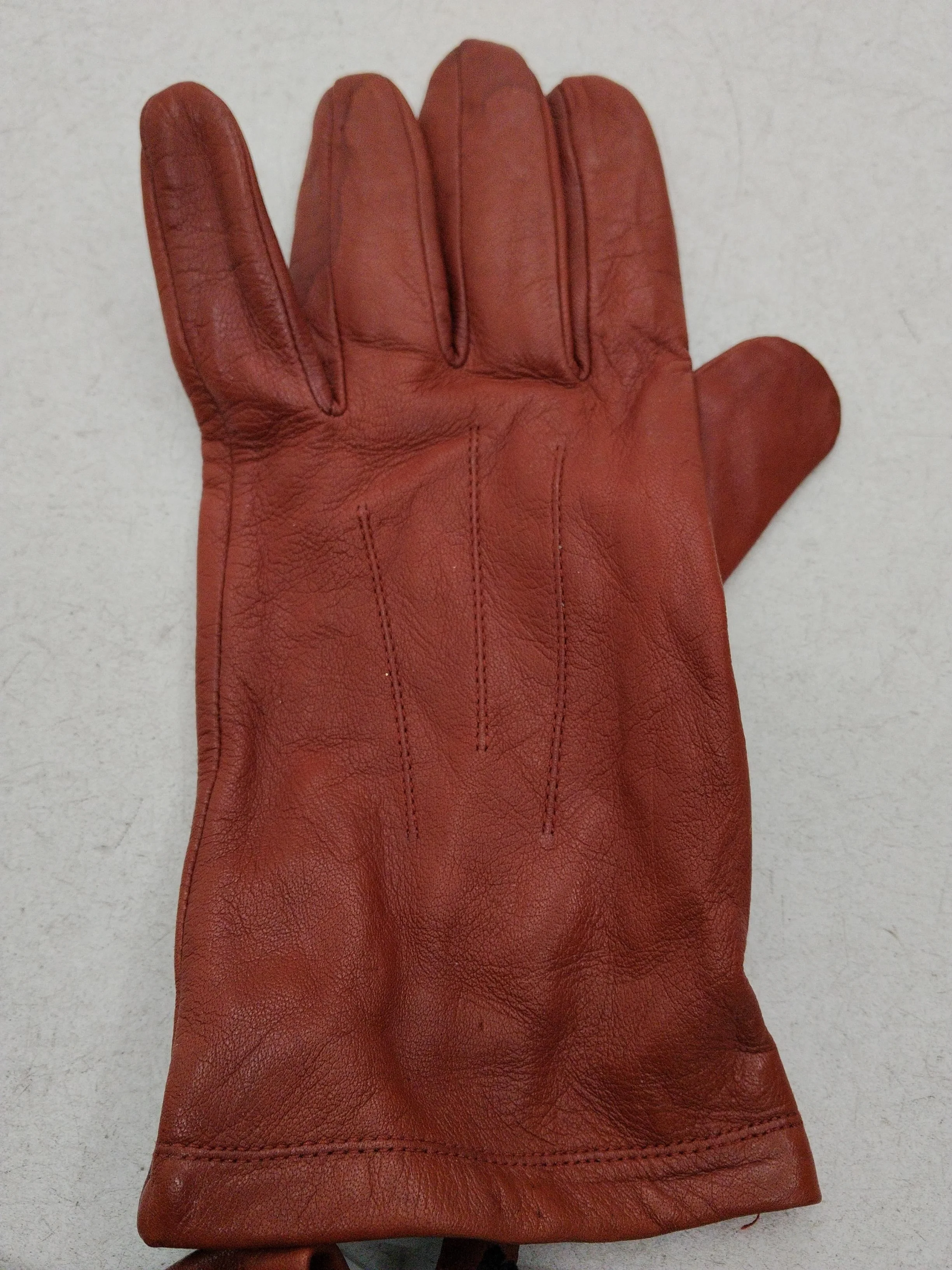 John Lewis Men's Gloves L Tan Leather with Polyester Glove - Image 3