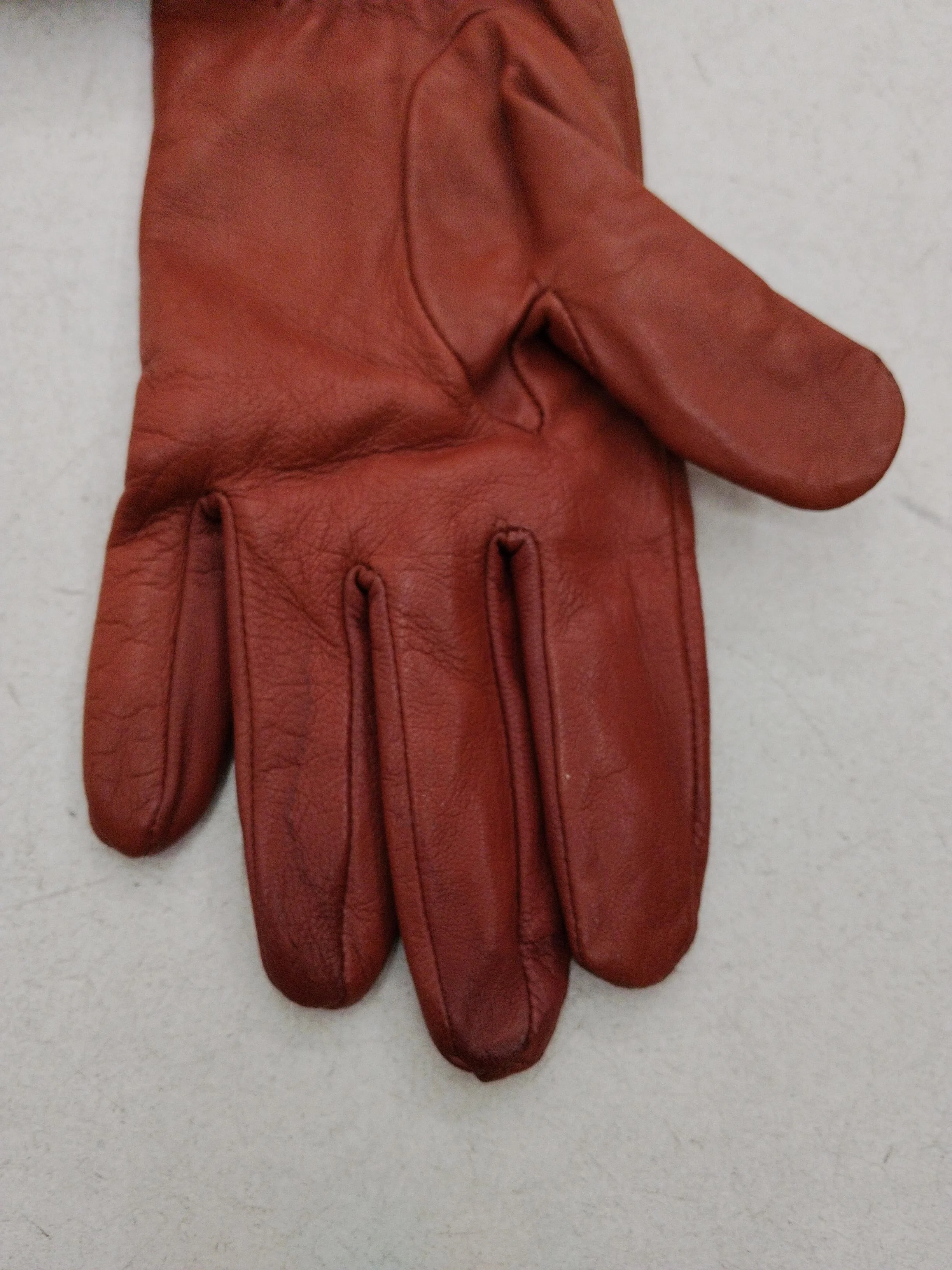 John Lewis Men's Gloves L Tan Leather with Polyester Glove - Image 4