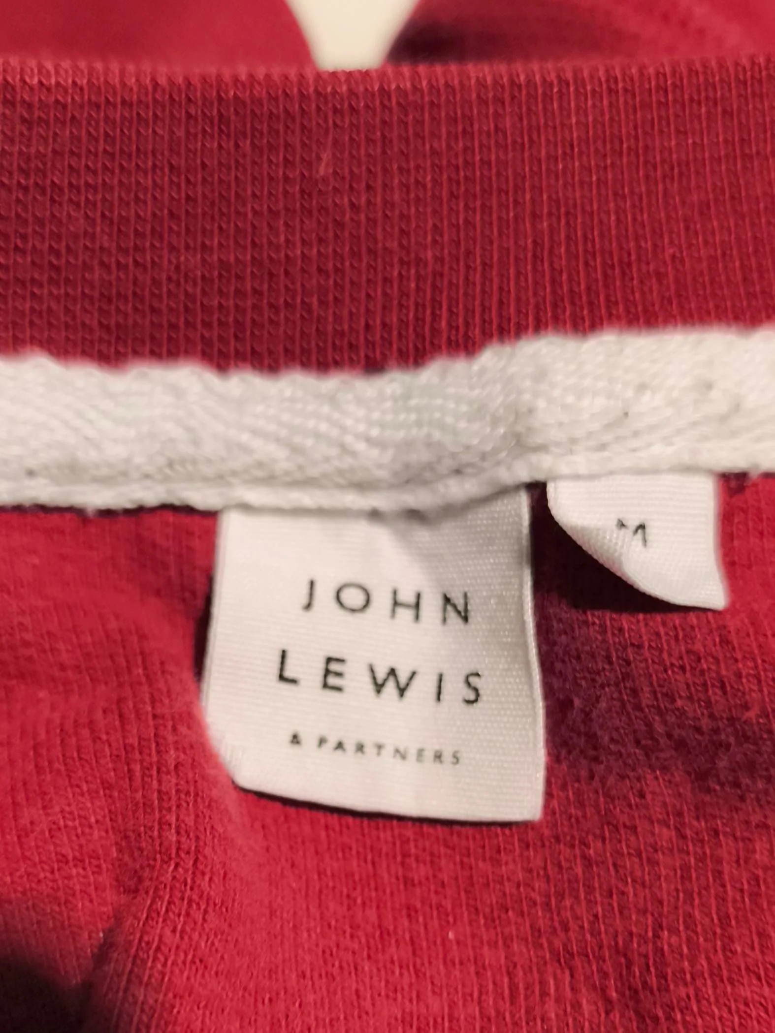 John Lewis Men's Hoodie M Red 100% Cotton Pullover - Image 6