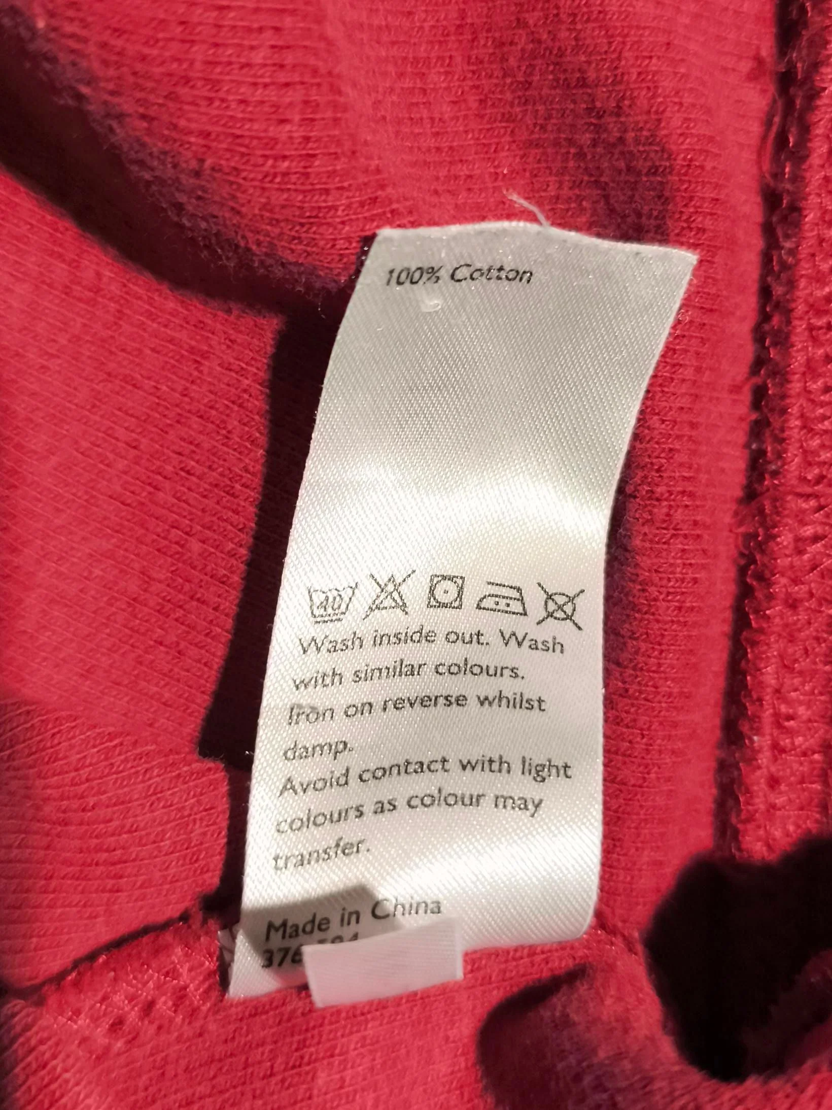 John Lewis Men's Hoodie M Red 100% Cotton Pullover - Image 7