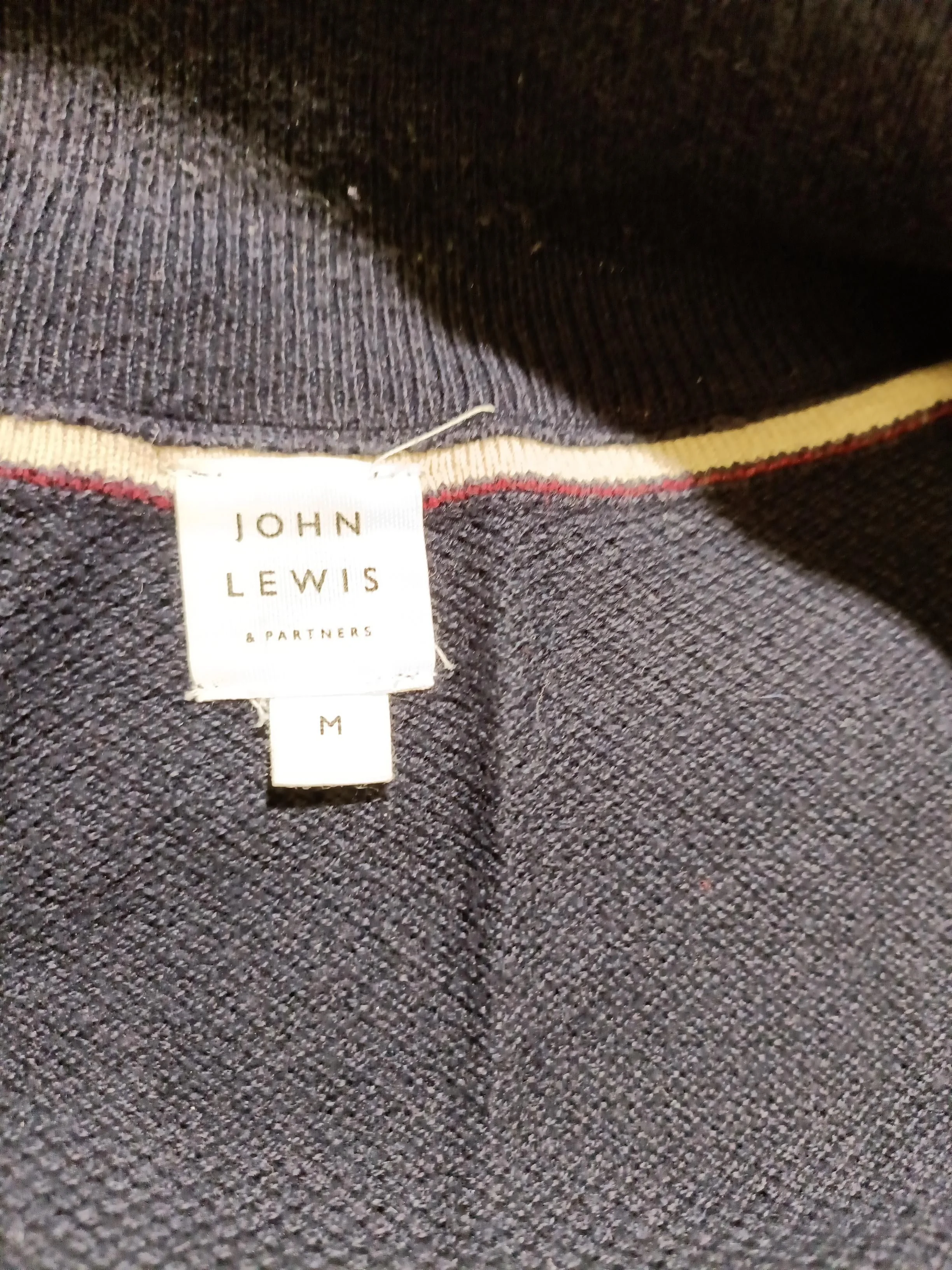 John Lewis Men's Jumper M Blue Cotton with Cashmere High Neck Pullover - Image 5