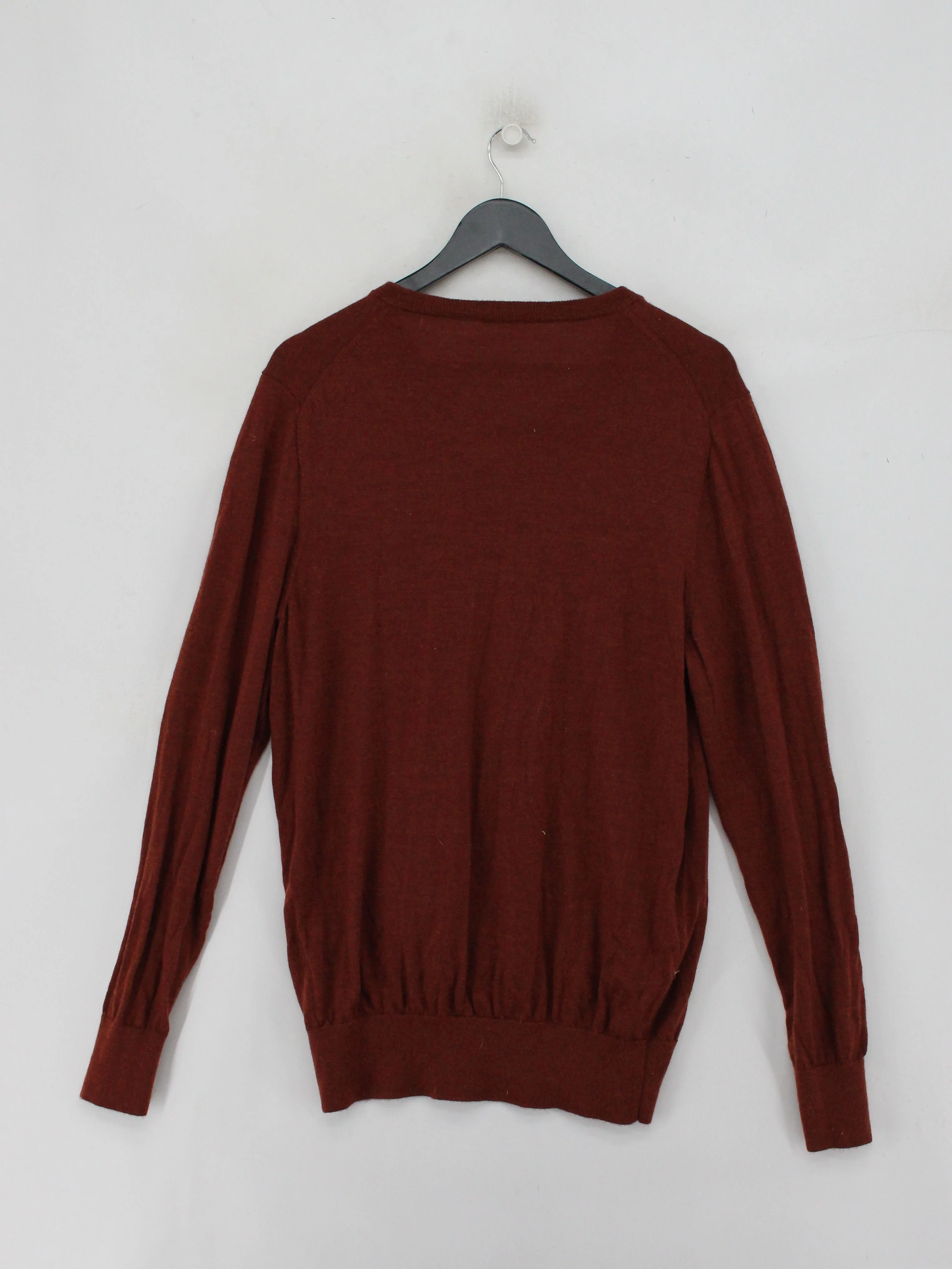 John Lewis Men's Jumper XL Brown 100% Wool V-Neck Pullover - Image 2