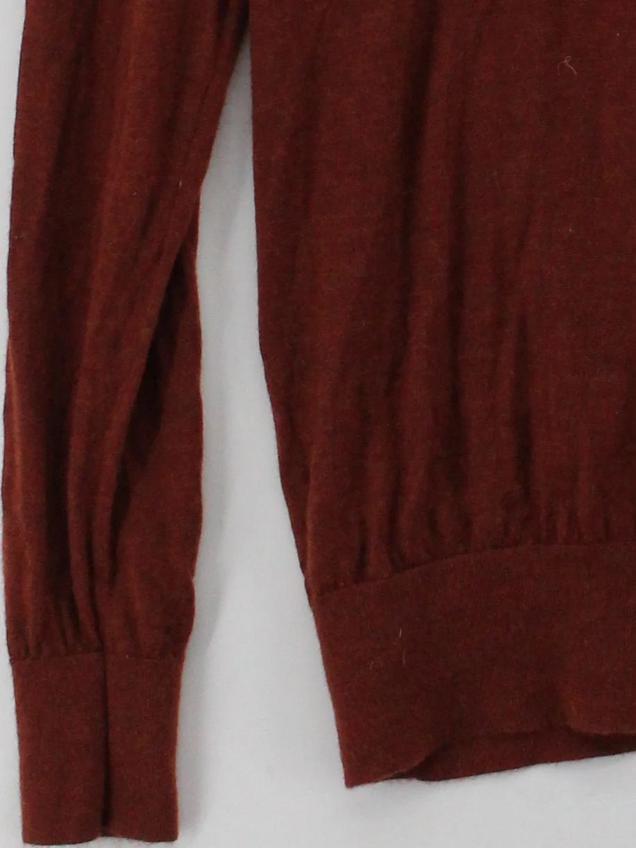 John Lewis Men's Jumper XL Brown 100% Wool V-Neck Pullover - Image 4