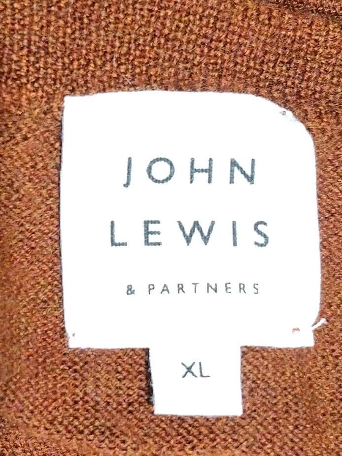 John Lewis Men's Jumper XL Brown 100% Wool V-Neck Pullover - Image 5