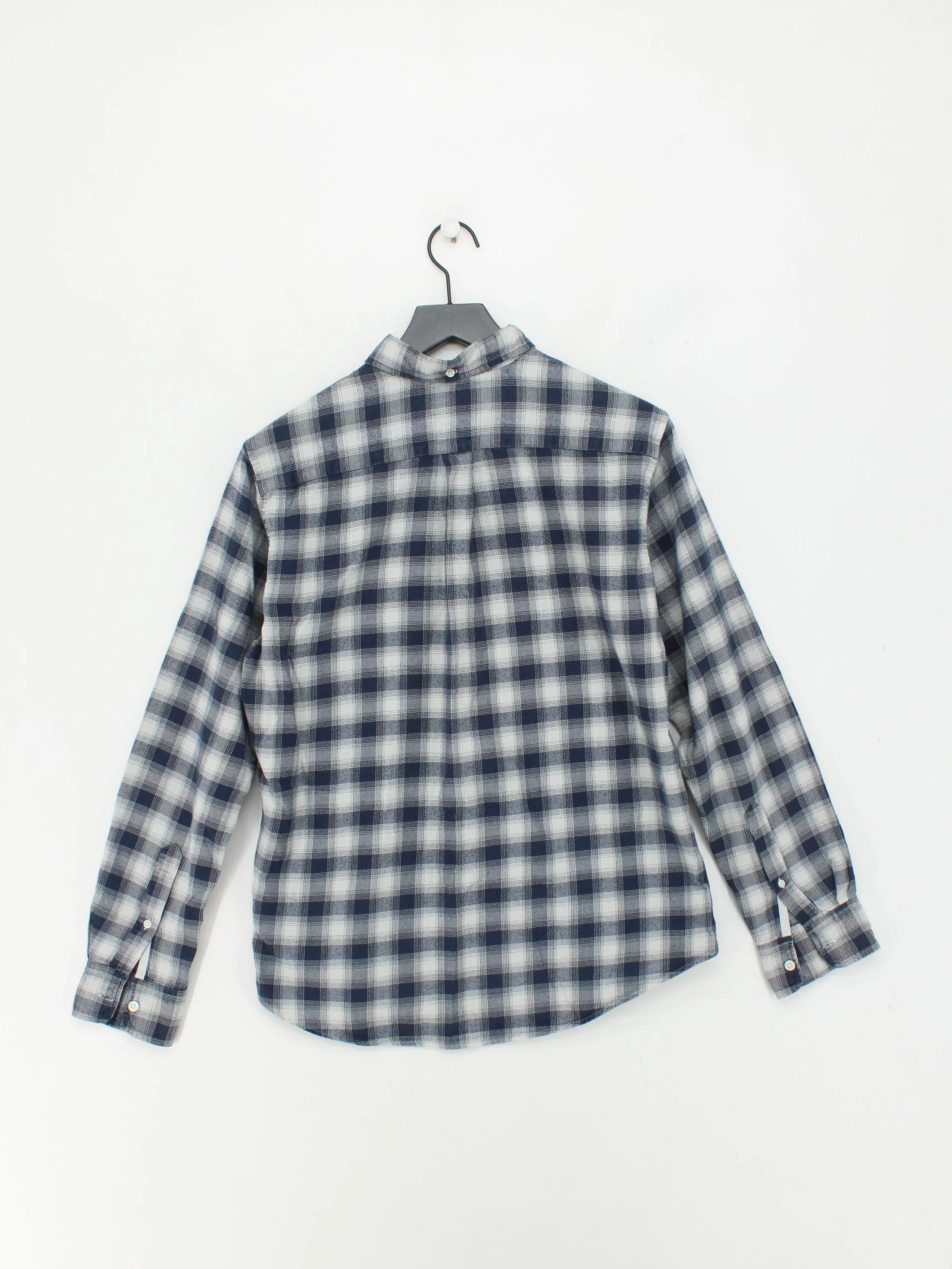 John Lewis Men's Shirt M Blue Checkered 100% Cotton Basic - Image 2