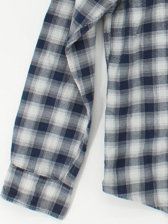 John Lewis Men's Shirt M Blue Checkered 100% Cotton Basic - Image 4