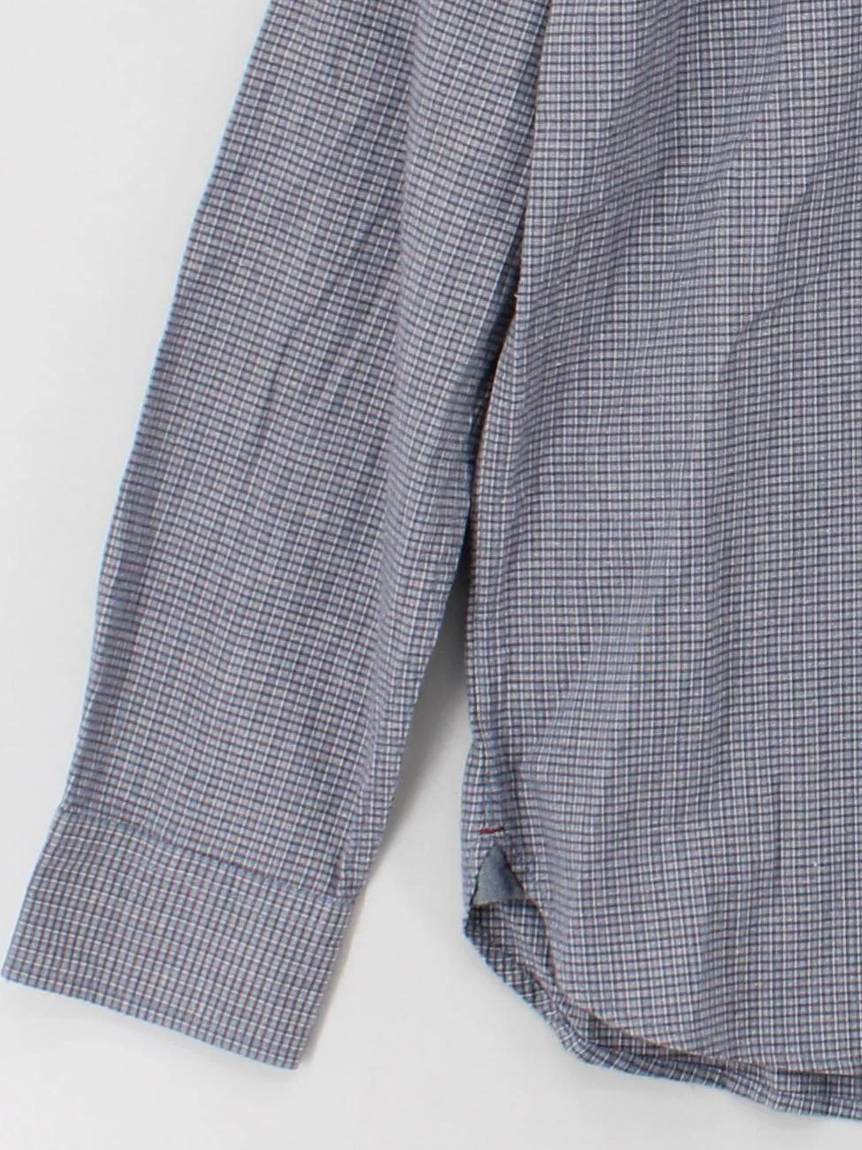 John Lewis Men's Shirt M Grey Checkered 100% Cotton Basic - Image 4