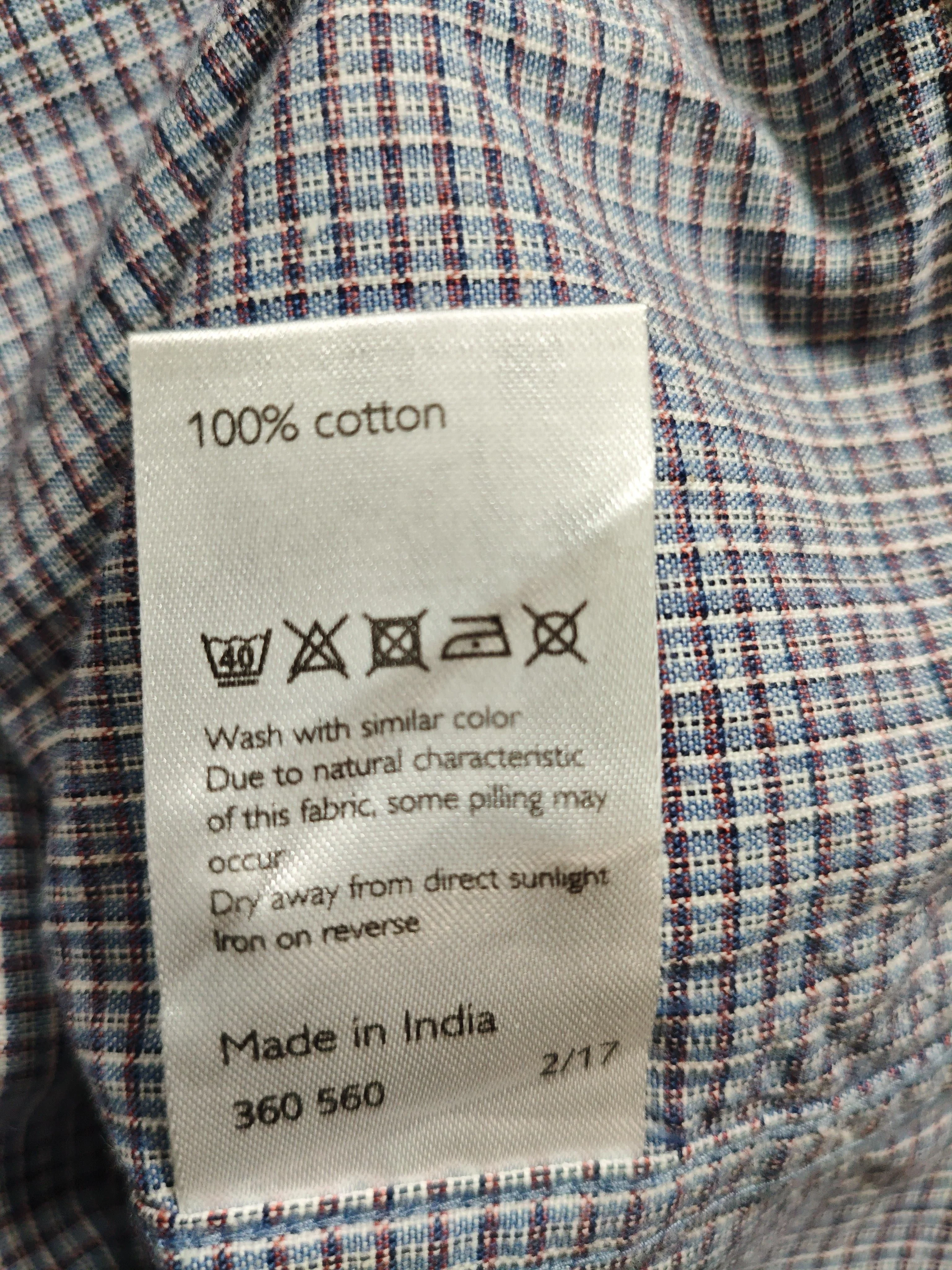 John Lewis Men's Shirt M Grey Checkered 100% Cotton Basic - Image 6