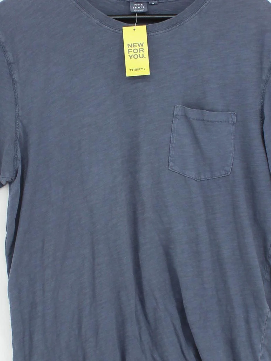John Lewis Men's T-Shirt M Blue 100% Cotton Basic - Image 3