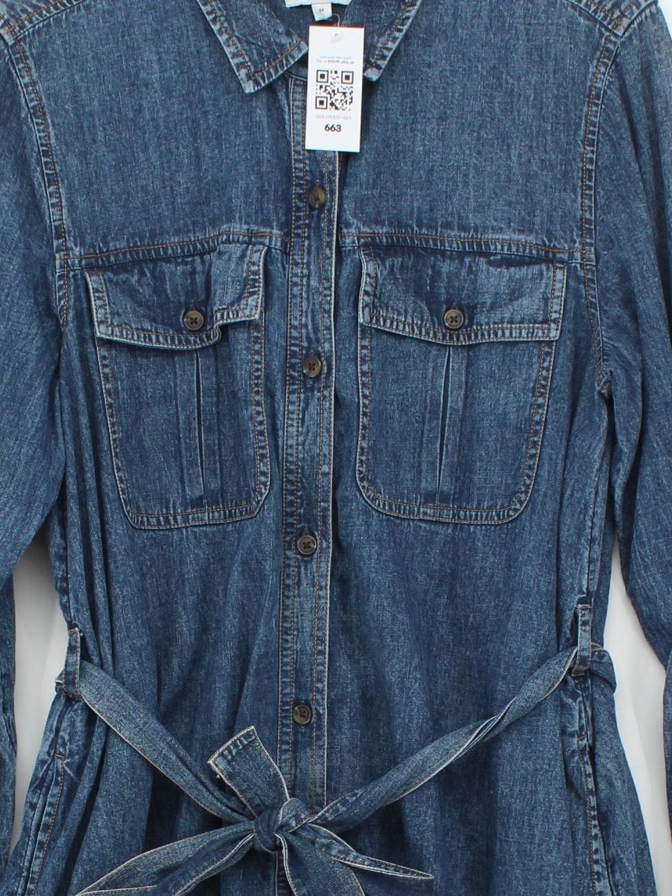 John Lewis Shirt Midi Dress UK14 in Blue - Image 3