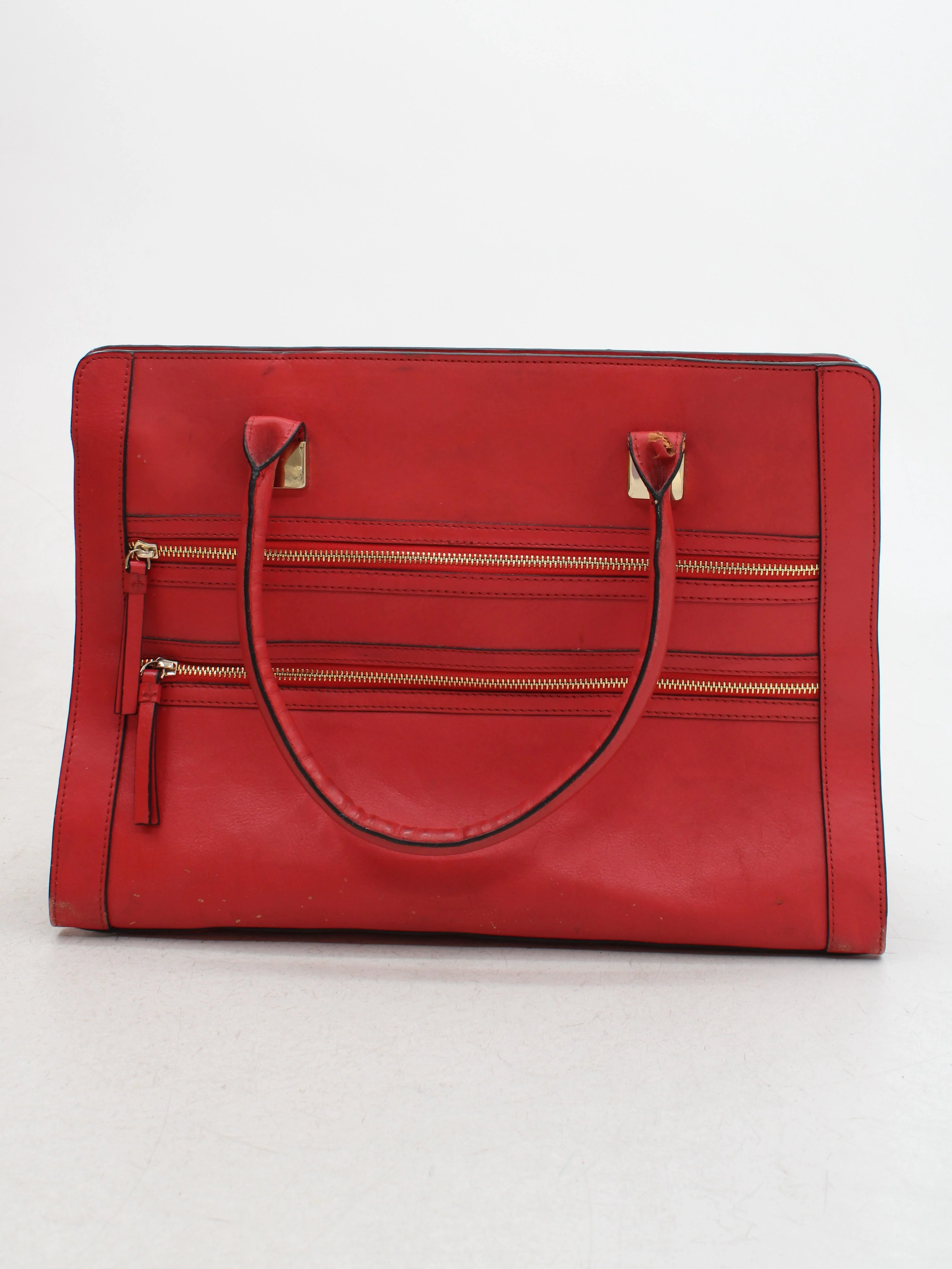 John Lewis Women's Bag Red 100% Leather Tote - Image 2