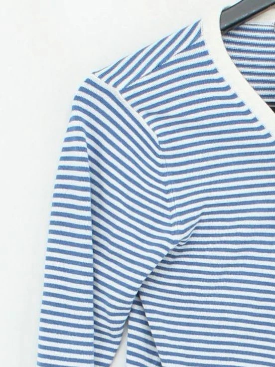 John Lewis Women's Cardigan S Multi Striped Viscose with Nylon V-Neck Cardigan - Image 4