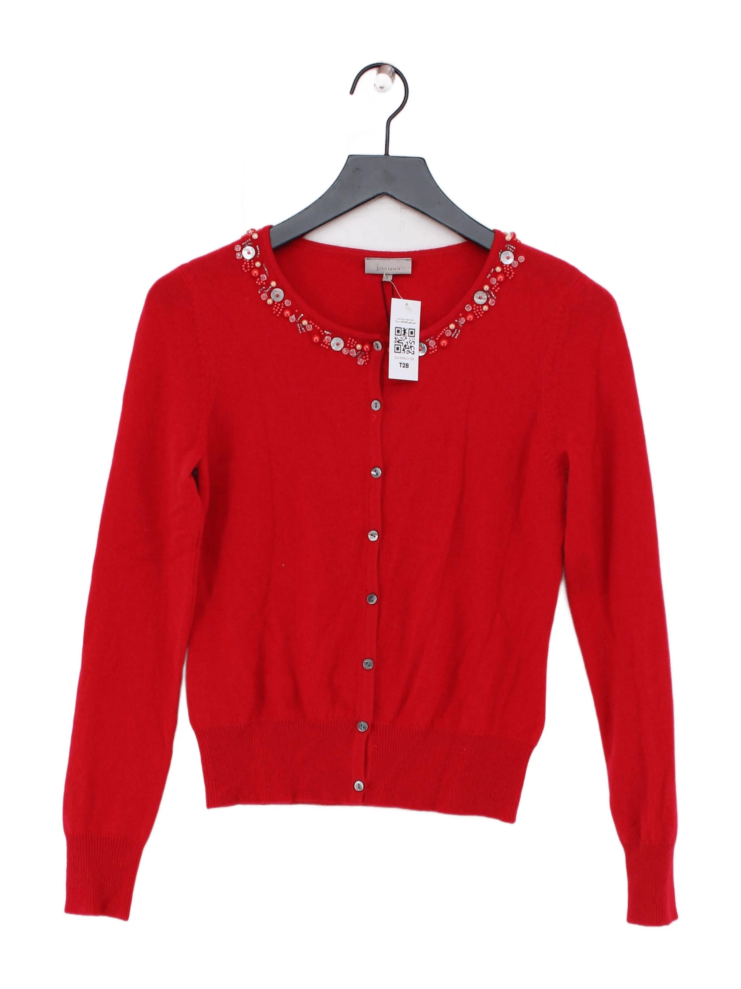 John Lewis Women's Cardigan S Red 100% Cashmere Cardigan New with tags