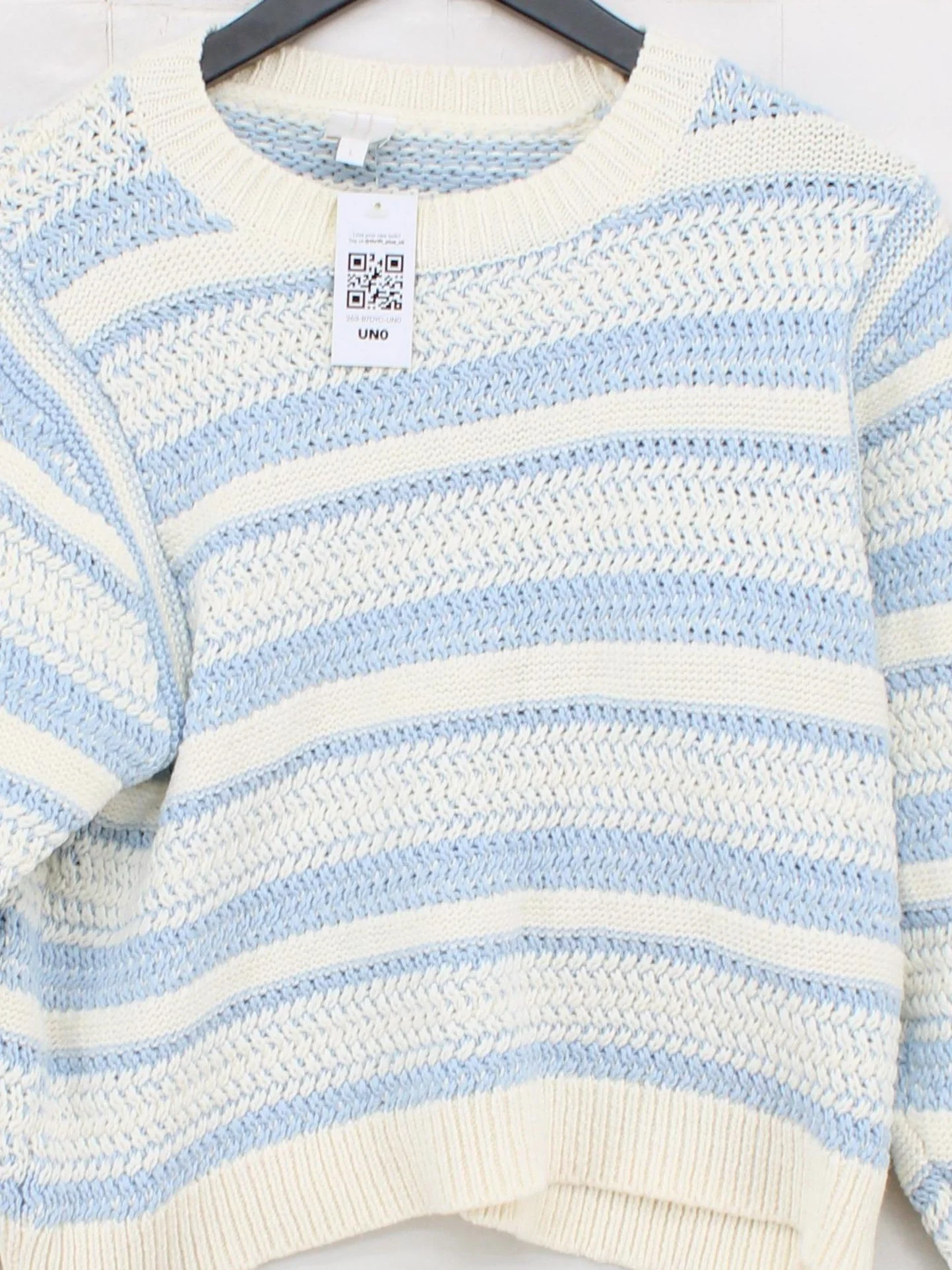 John Lewis Women's Jumper L Multi Striped 100% Cotton Crew Neck Pullover - Image 3
