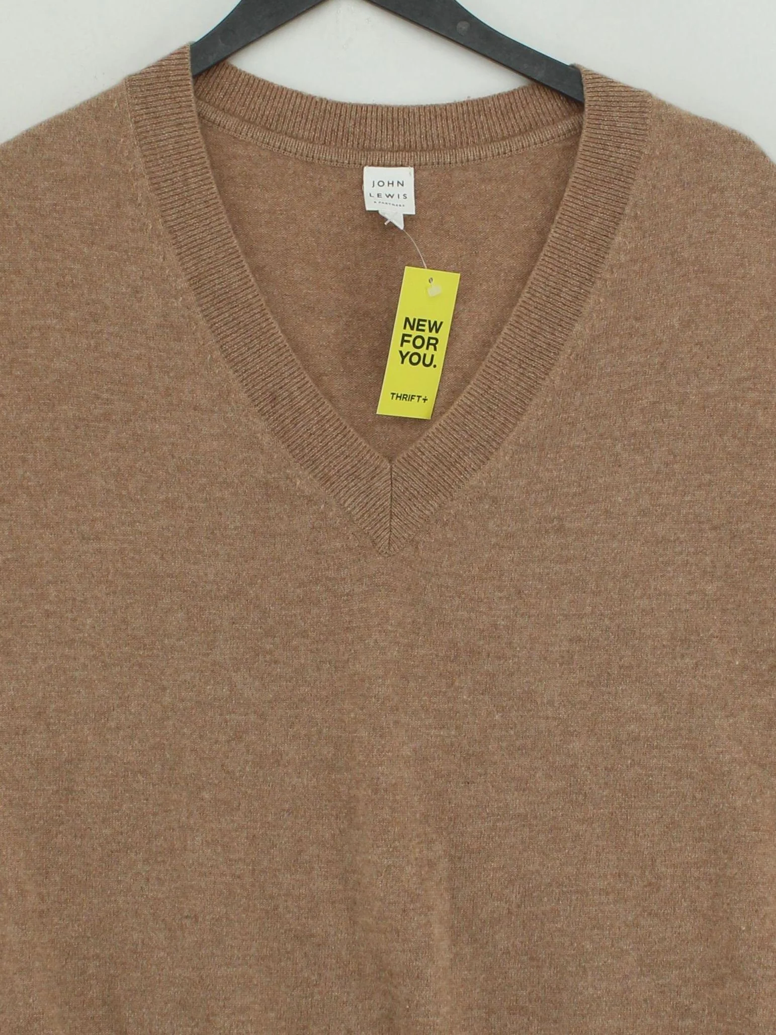 John Lewis Women's Jumper L Tan 100% Cashmere V-Neck Vest - Image 3