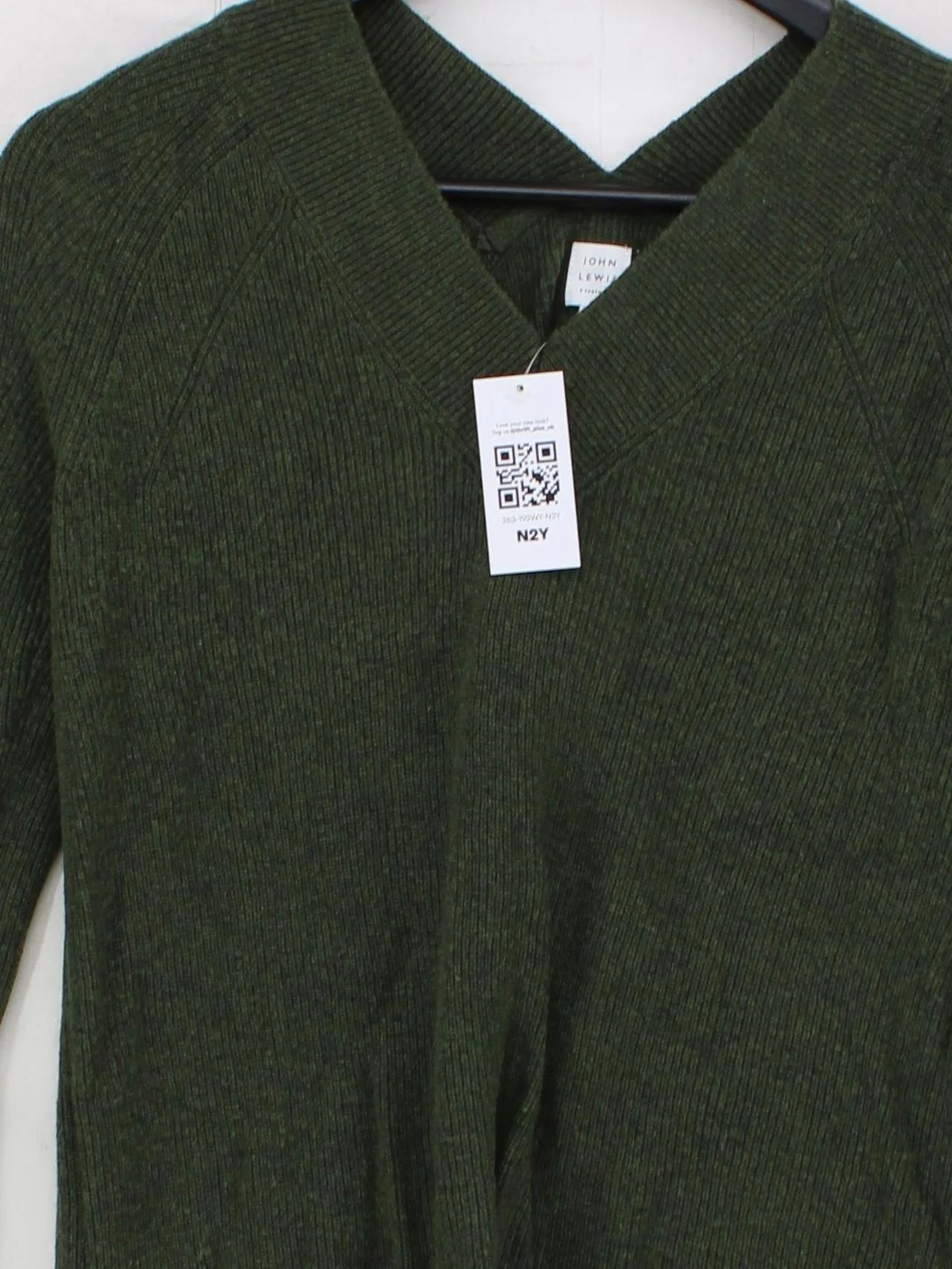 John Lewis Women's Jumper UK 10 Green Nylon with Wool, Viscose V-Neck Pullover - Image 3