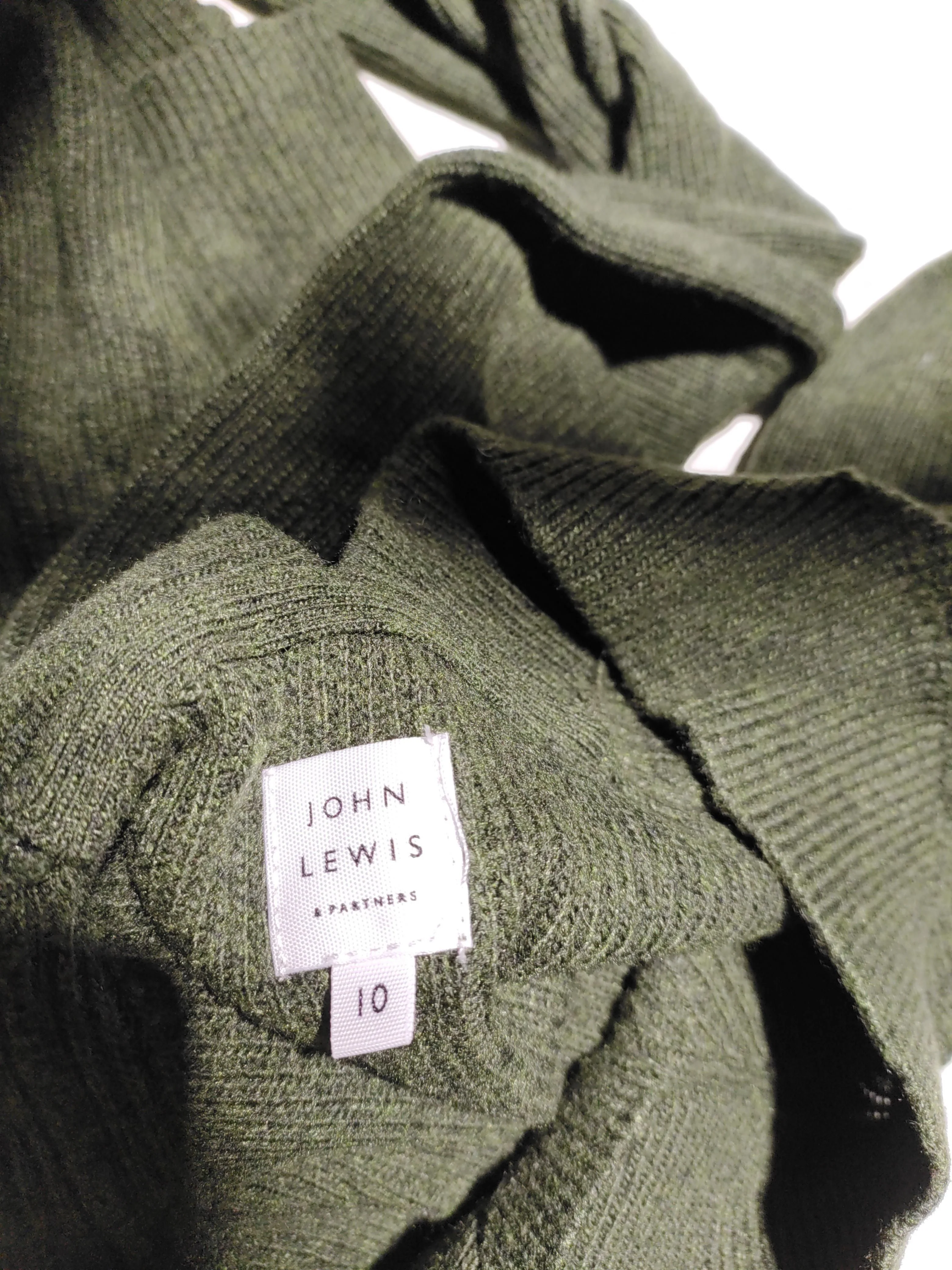 John Lewis Women's Jumper UK 10 Green Nylon with Wool, Viscose V-Neck Pullover - Image 5