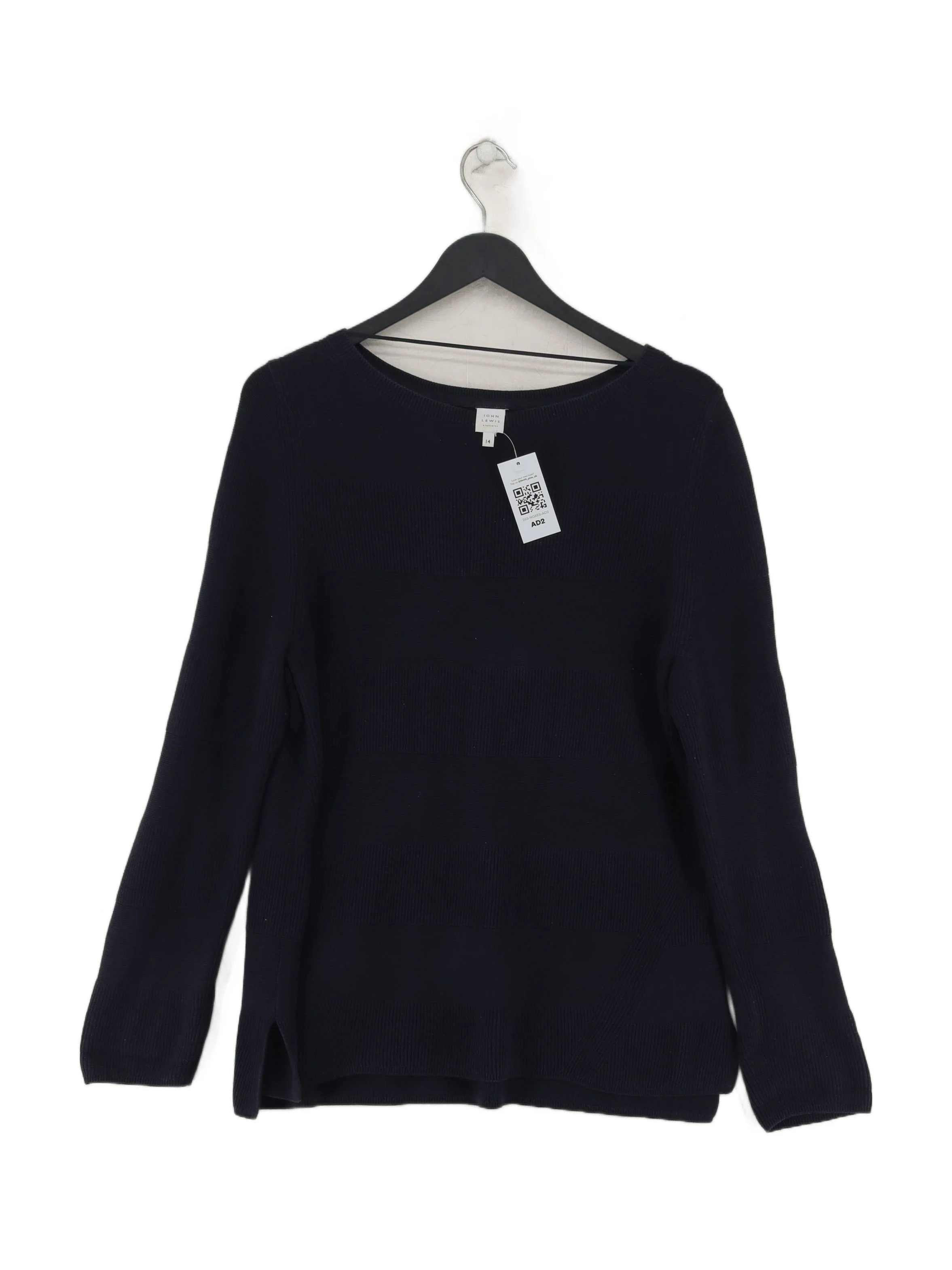 John Lewis Women's Jumper UK 14 Blue 100% Cotton Round Neck Pullover