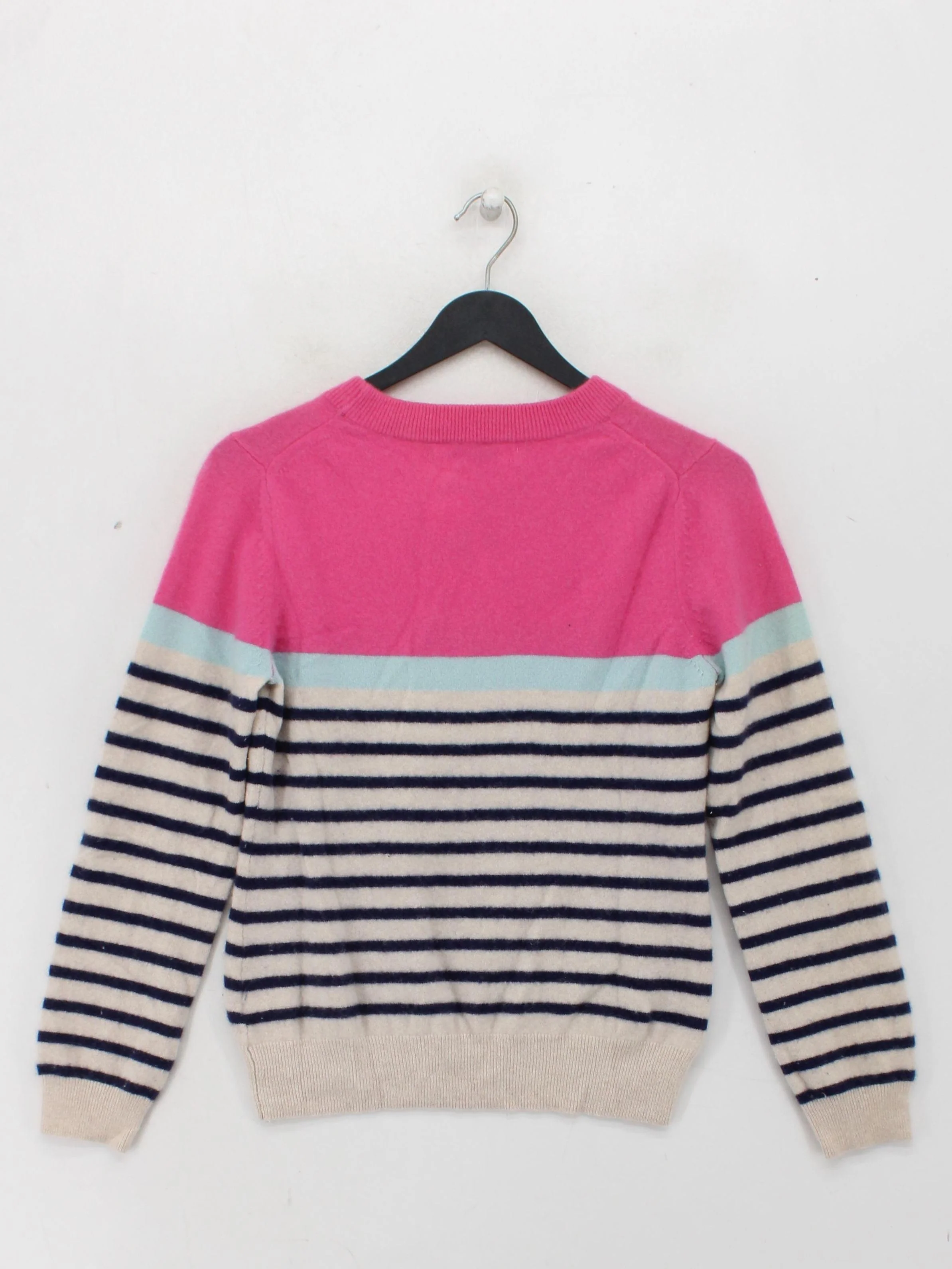 John Lewis Women's Jumper UK 14 Multi Striped 100% Cashmere Crew Neck Pullover - Image 2