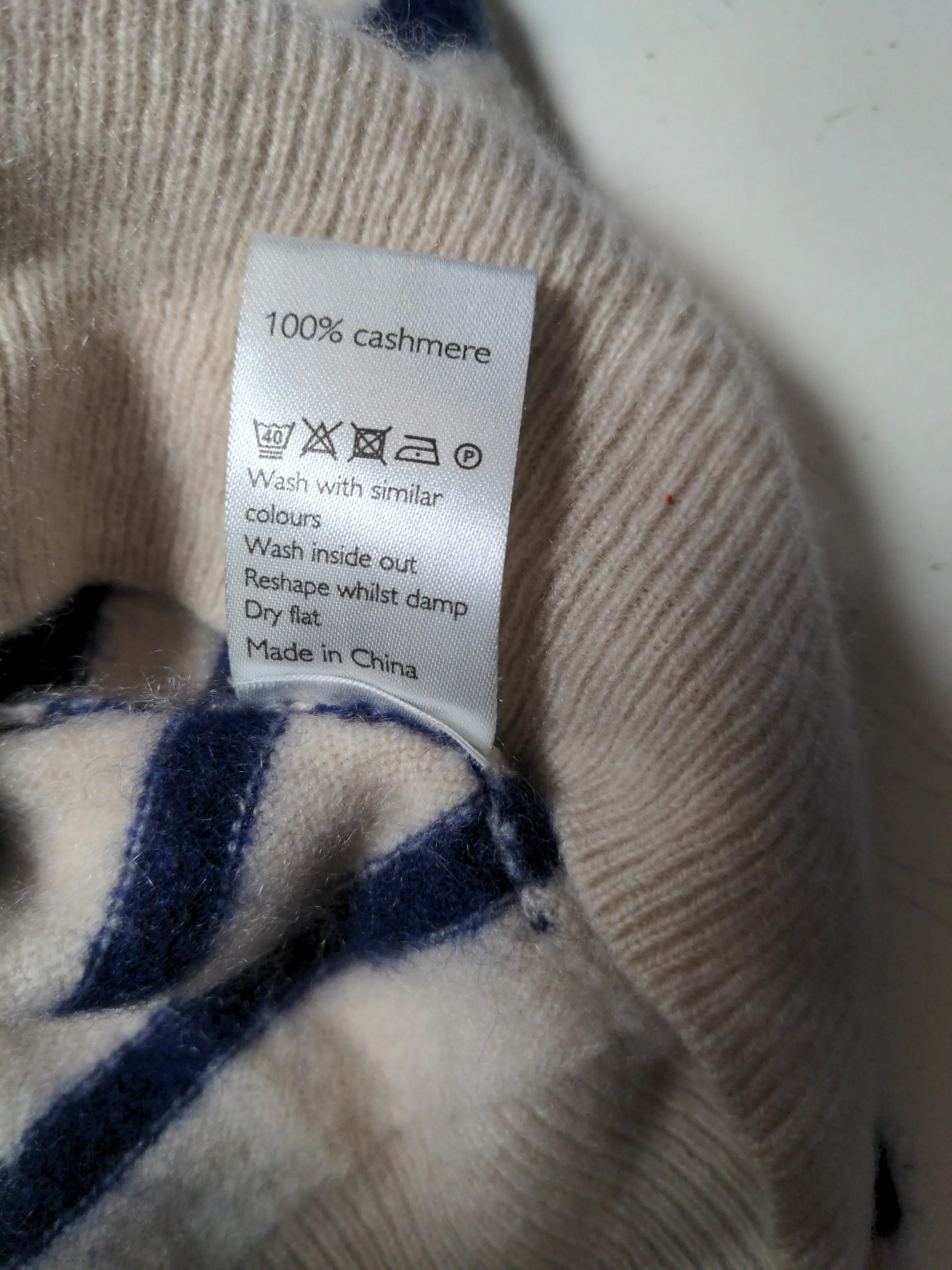 John Lewis Women's Jumper UK 14 Multi Striped 100% Cashmere Crew Neck Pullover - Image 7