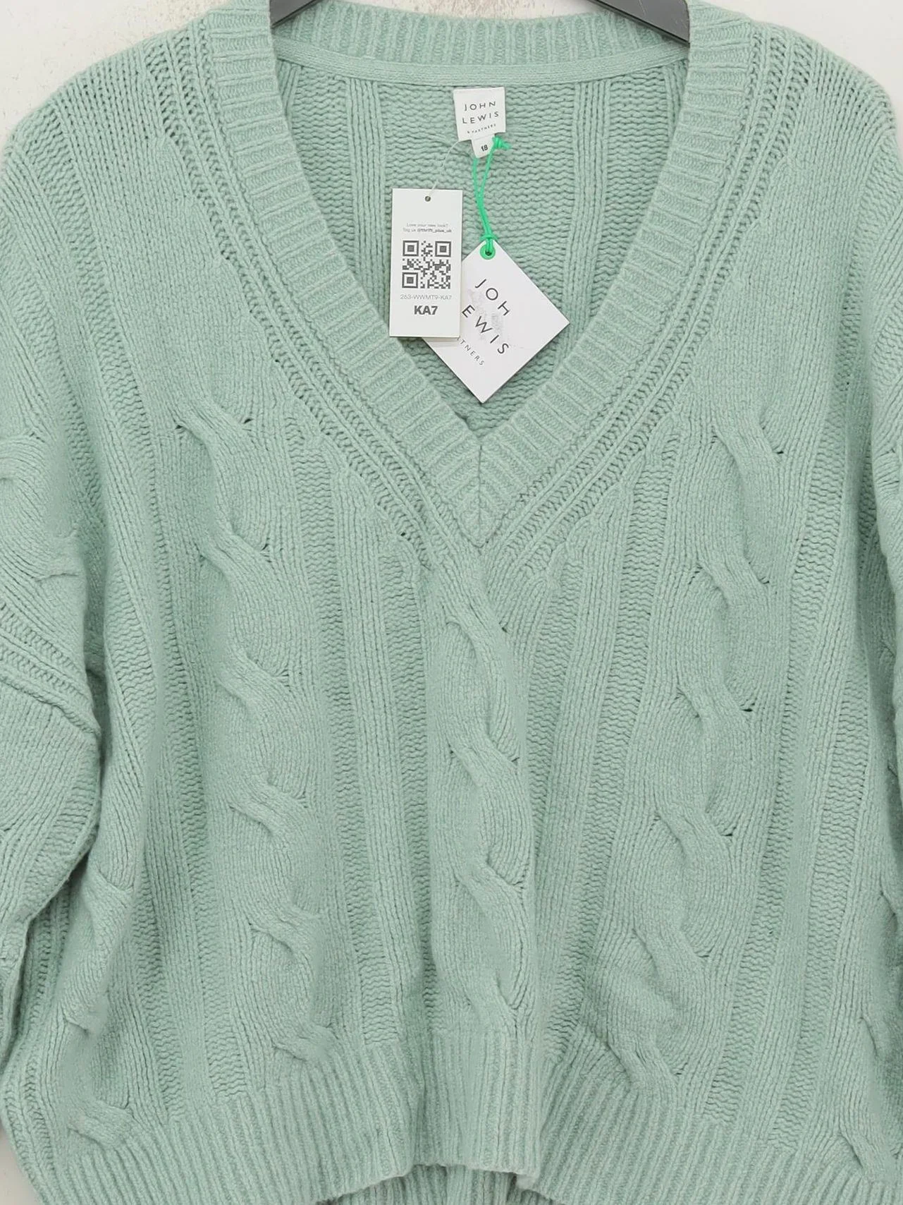 John Lewis Women's Jumper UK 18 Green Cotton New with tags - Image 3