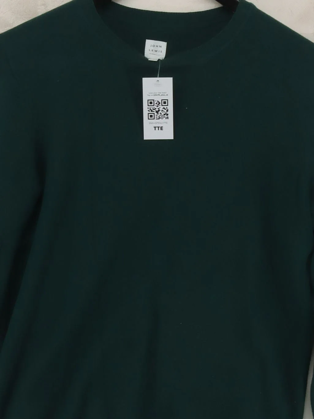 John Lewis Women's Jumper UK 8 Green Cotton with Nylon Crew Neck Pullover - Image 3