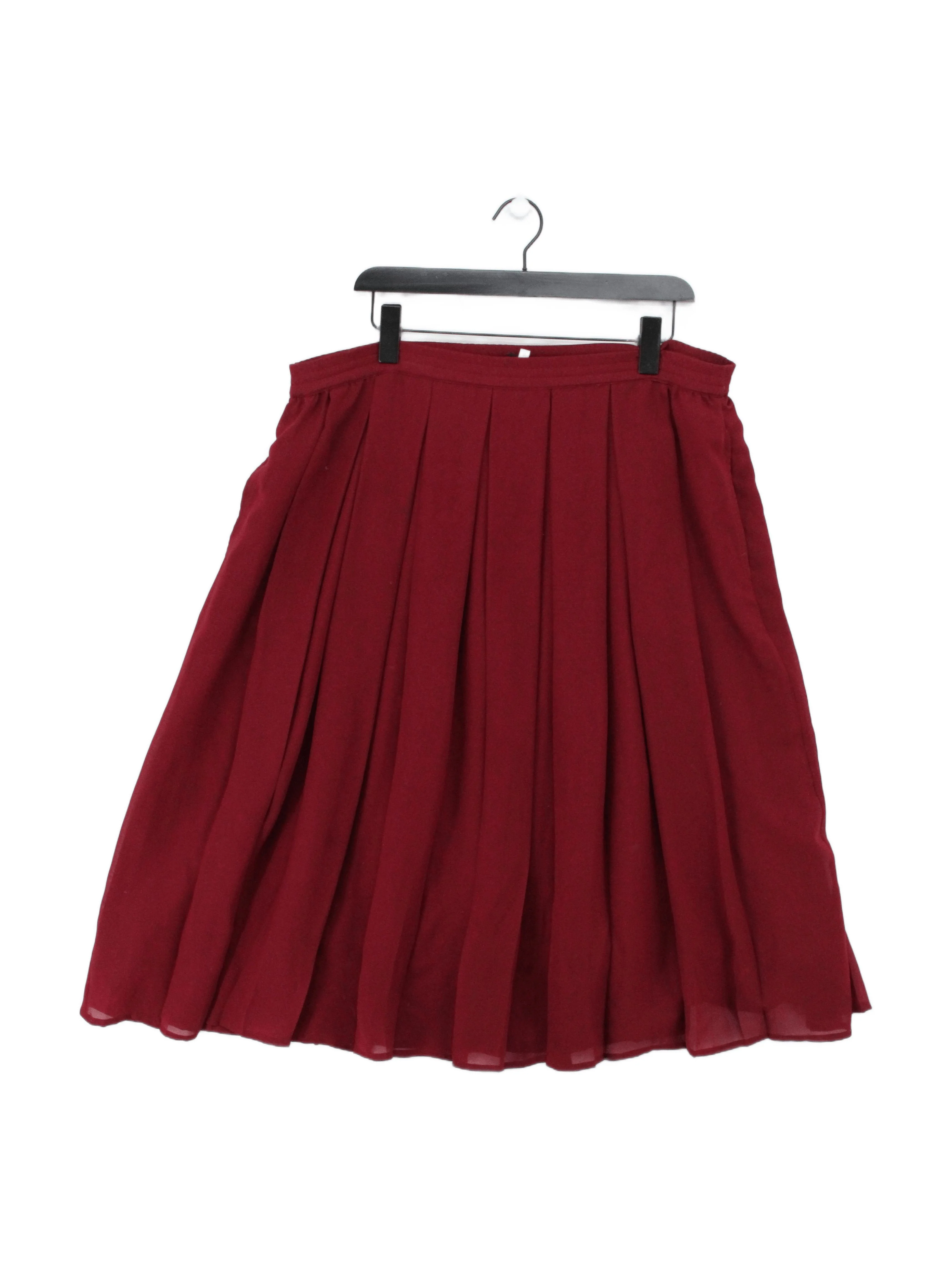 John Lewis Women's Midi Skirt UK 2 Red 100% Polyester Midi Pleated