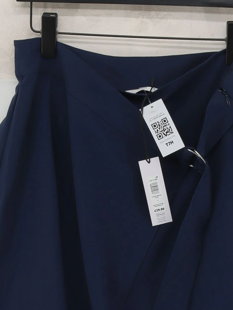 John Lewis Women's Mini Skirt UK 14 Blue Polyester with Viscose, Elastane Mini - Image 3