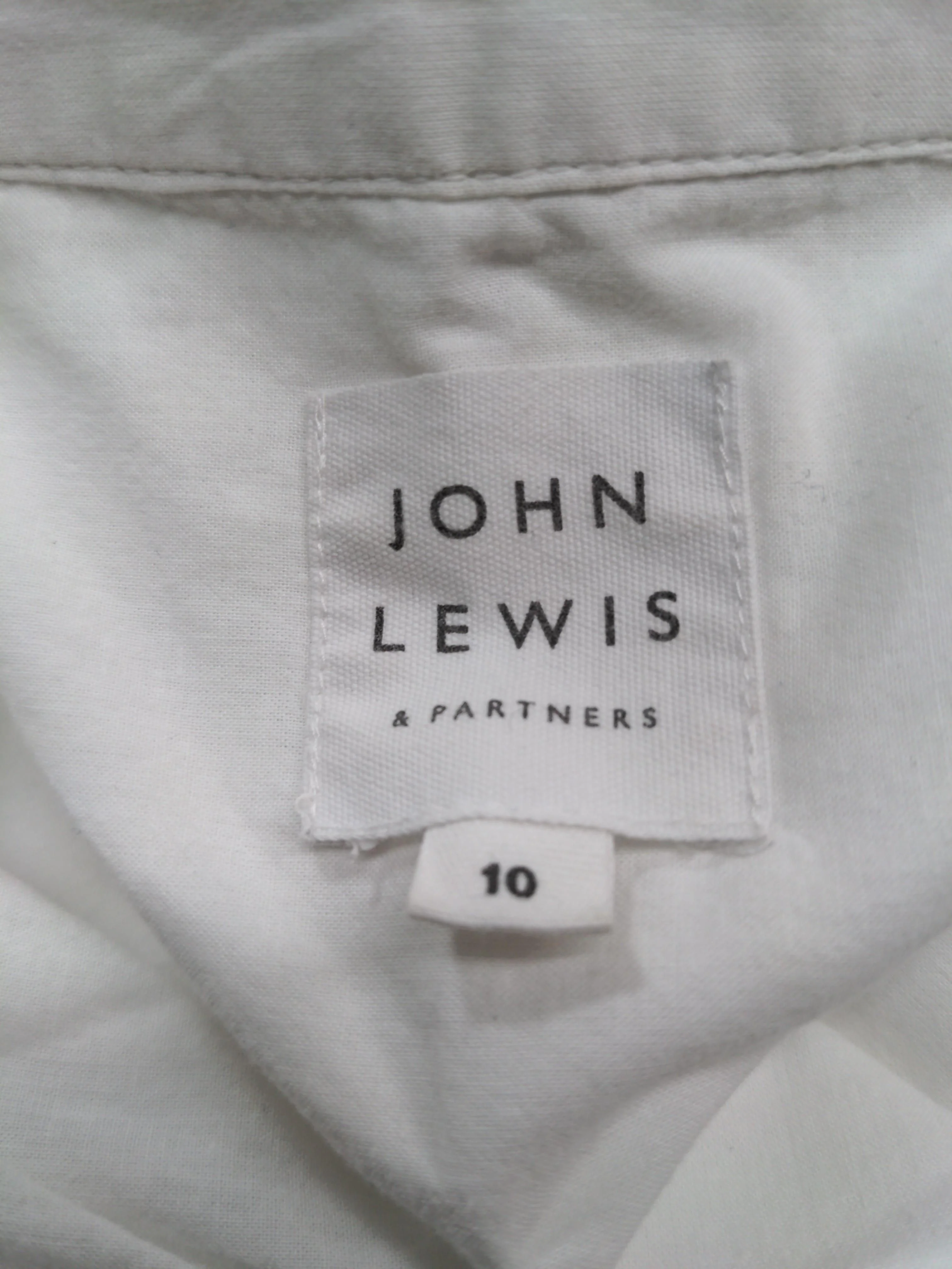 John Lewis Women's Shirt UK 10 White 100% Cotton Long Sleeve Collared Basic - Image 5