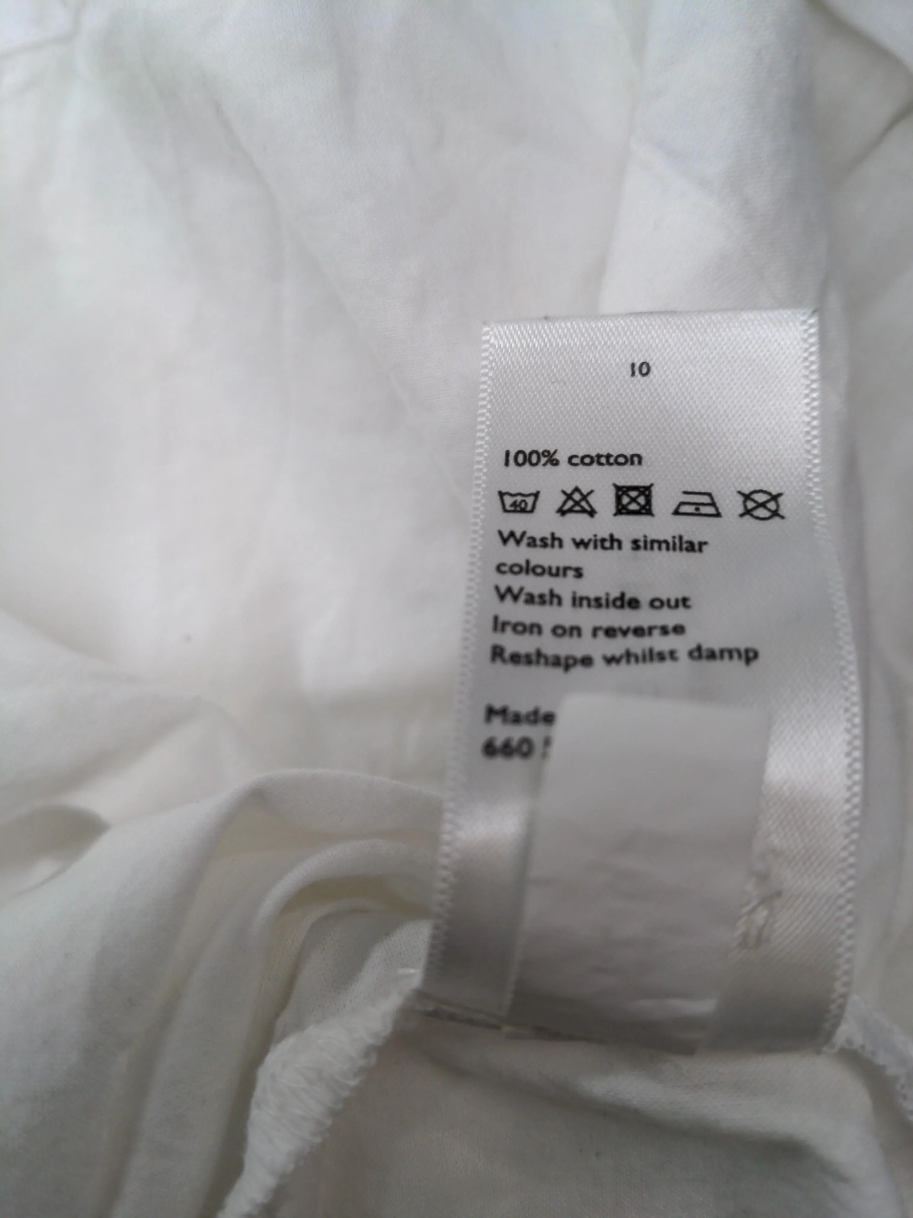 John Lewis Women's Shirt UK 10 White 100% Cotton Long Sleeve Collared Basic - Image 6