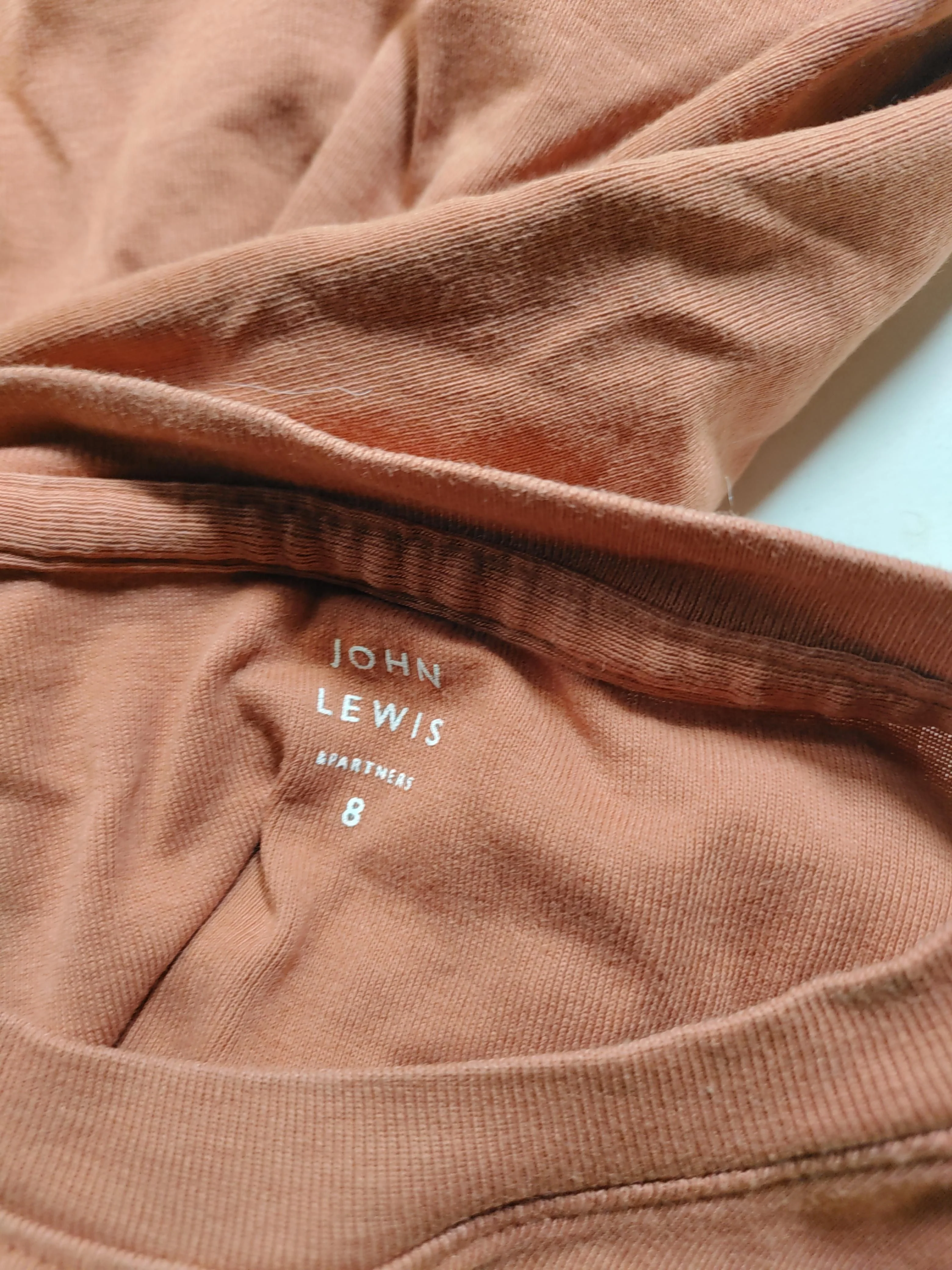 John Lewis Women's T-Shirt UK 8 Tan 100% Cotton Short Sleeve Crew Neck Basic - Image 5